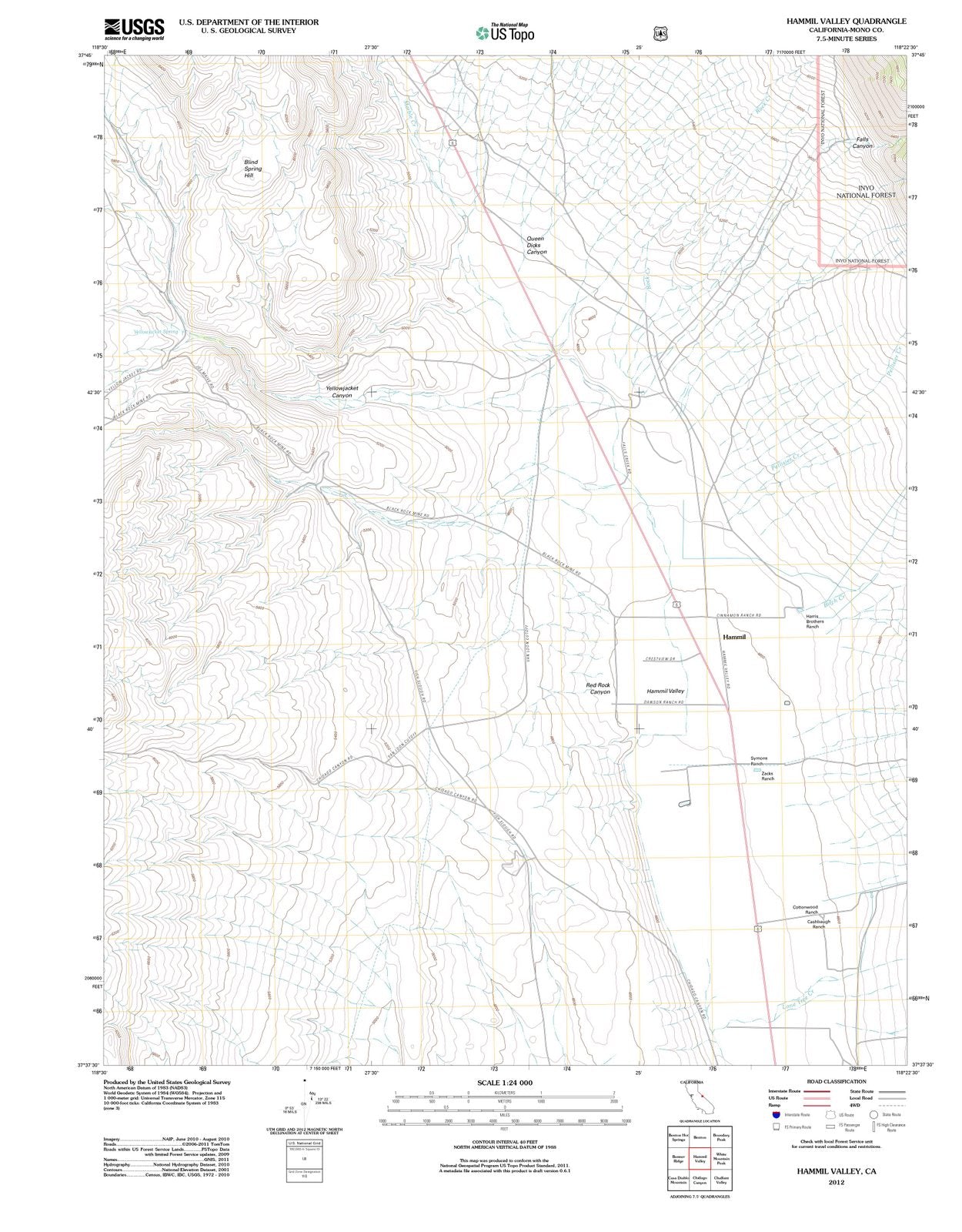 2012 Hammil Valley, CA - California - USGS Topographic Map