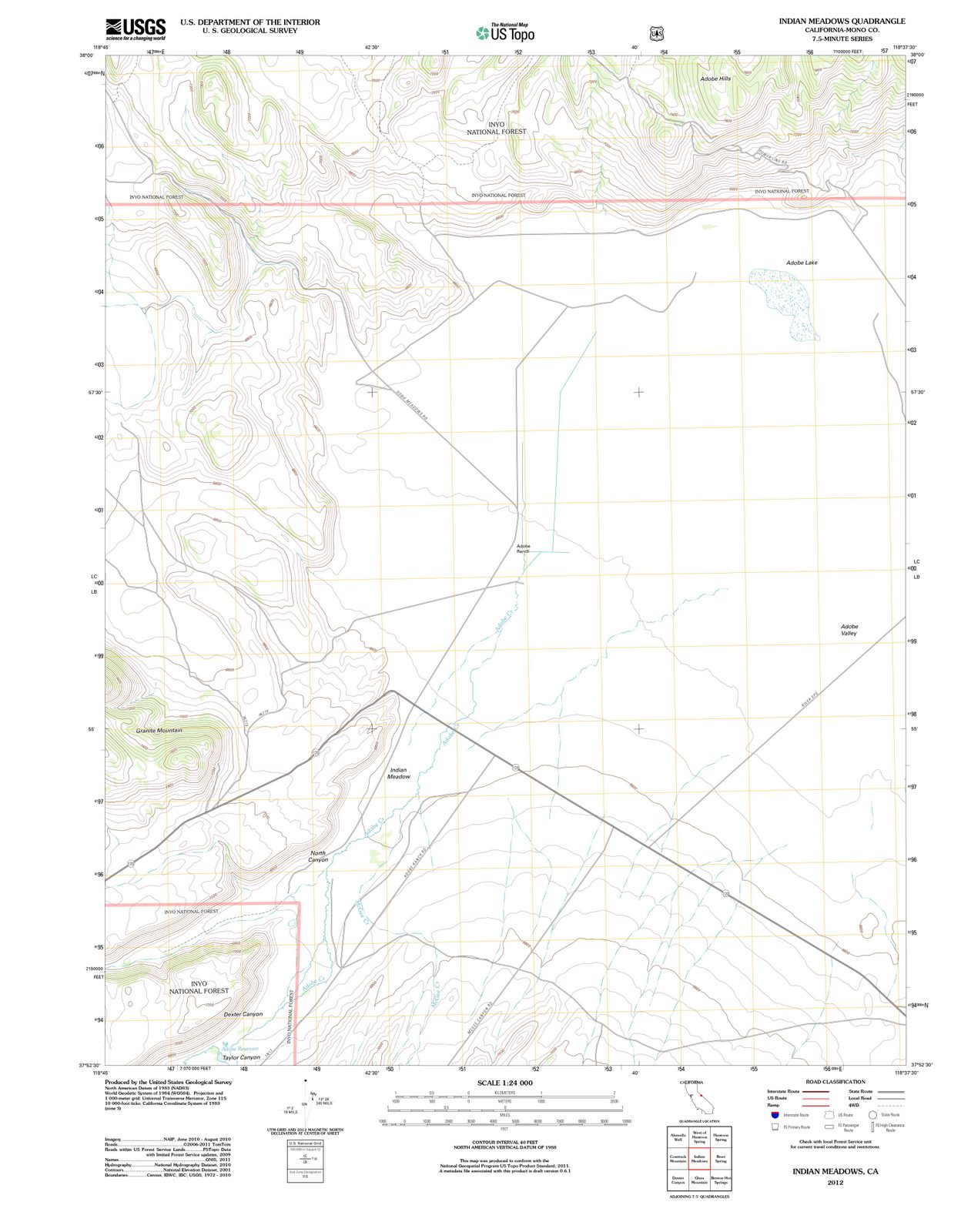 2012 Indian Meadows, CA - California - USGS Topographic Map
