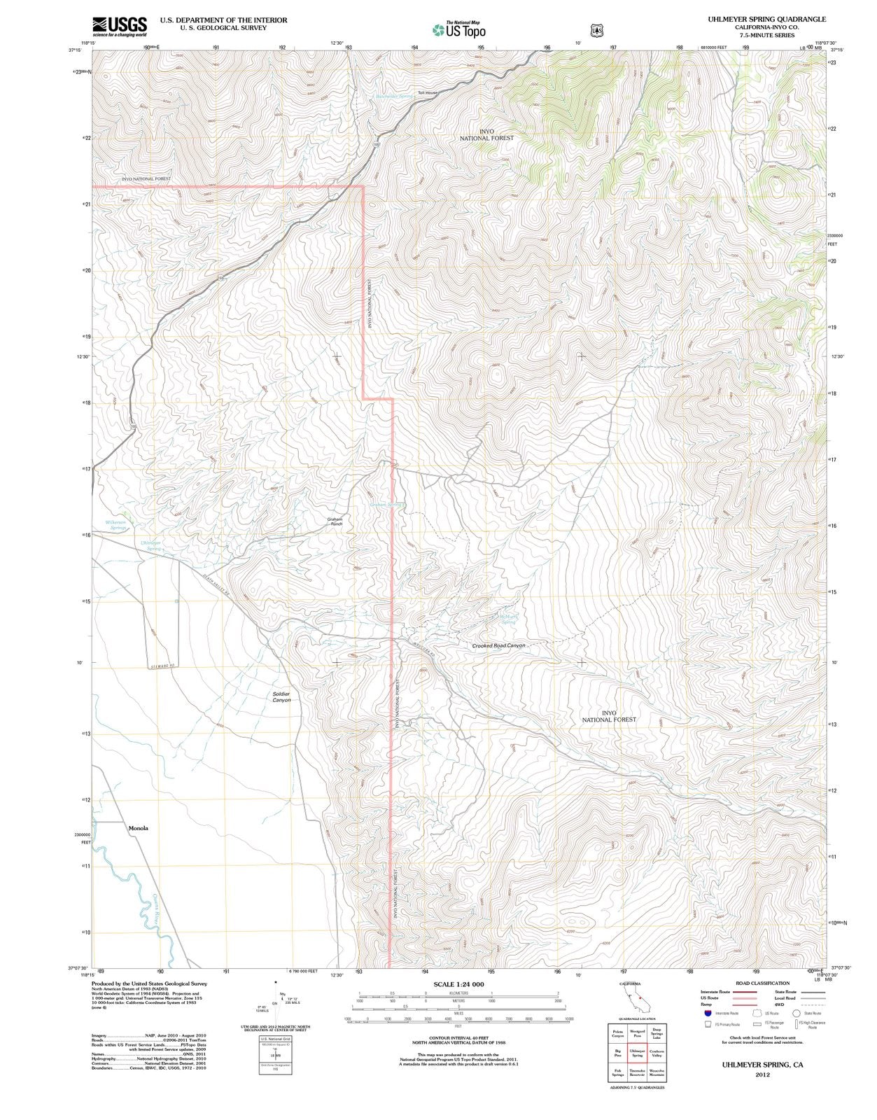 2012 Uhlmeyer Spring, CA - California - USGS Topographic Map