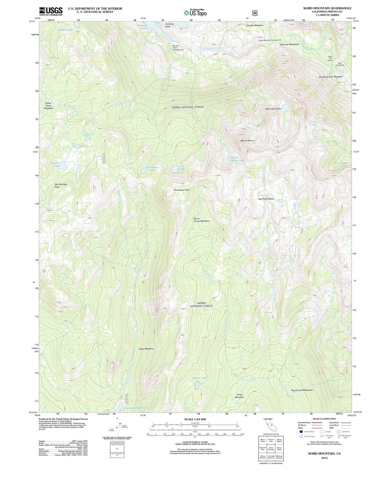 2012 Ward Mountain, CA - California - USGS Topographic Map