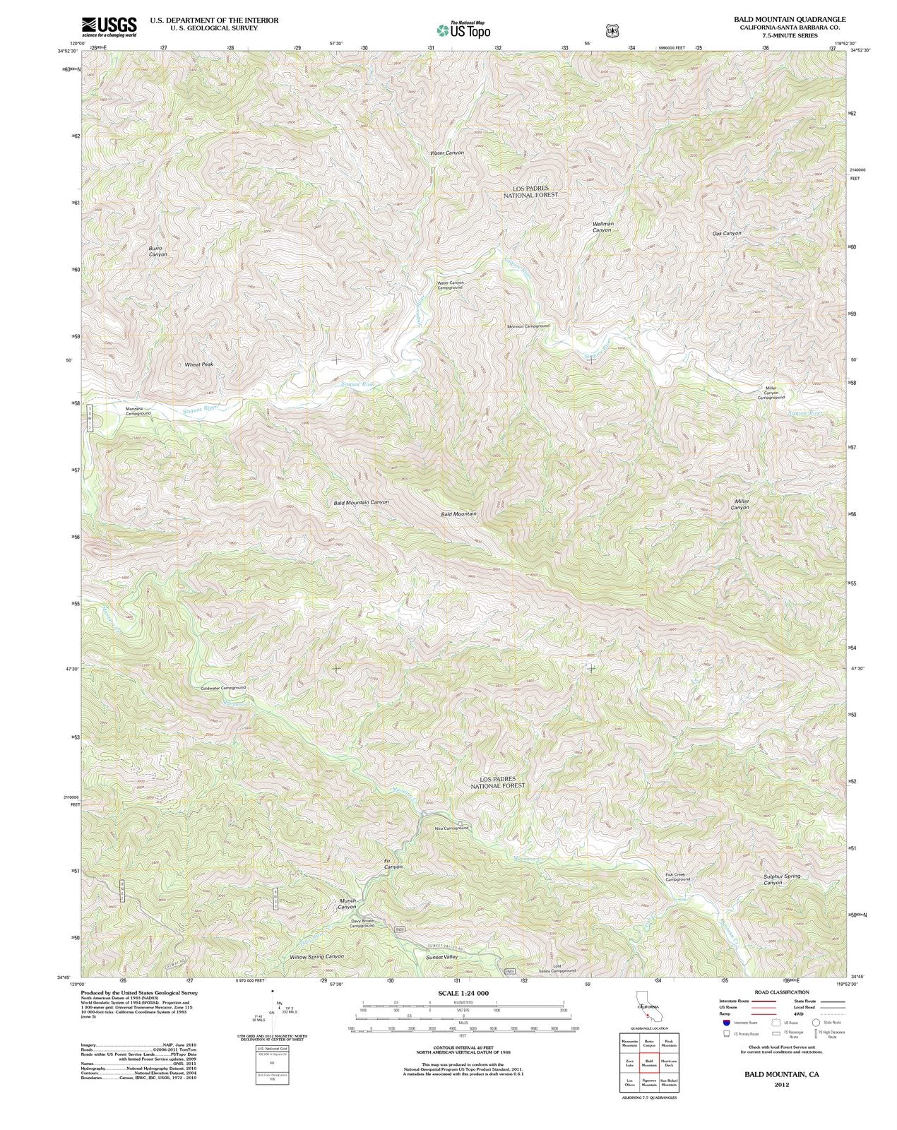 2012 Bald Mountain, CA - California - USGS Topographic Map