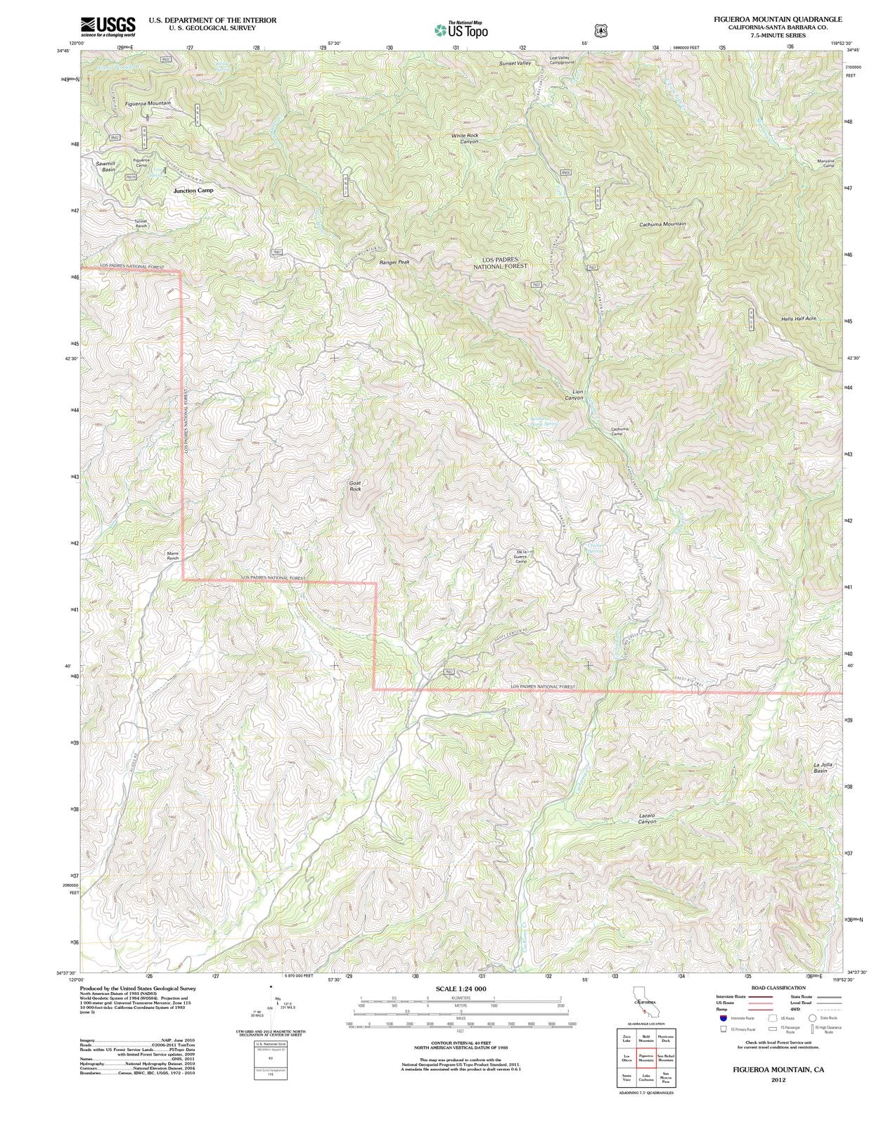 2012 Figueroa Mountain, CA - California - USGS Topographic Map