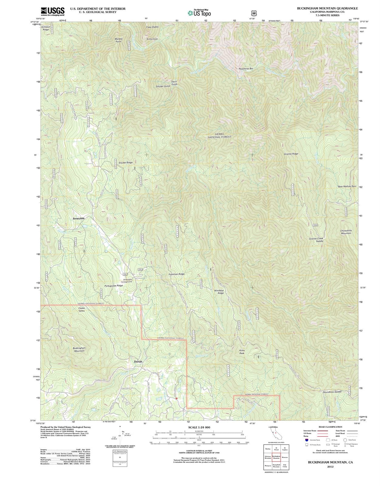 2012 Buckingham Mountain, CA - California - USGS Topographic Map