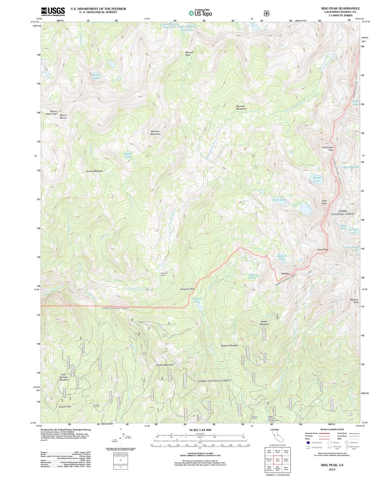 2012 Sing Peak, CA - California - USGS Topographic Map