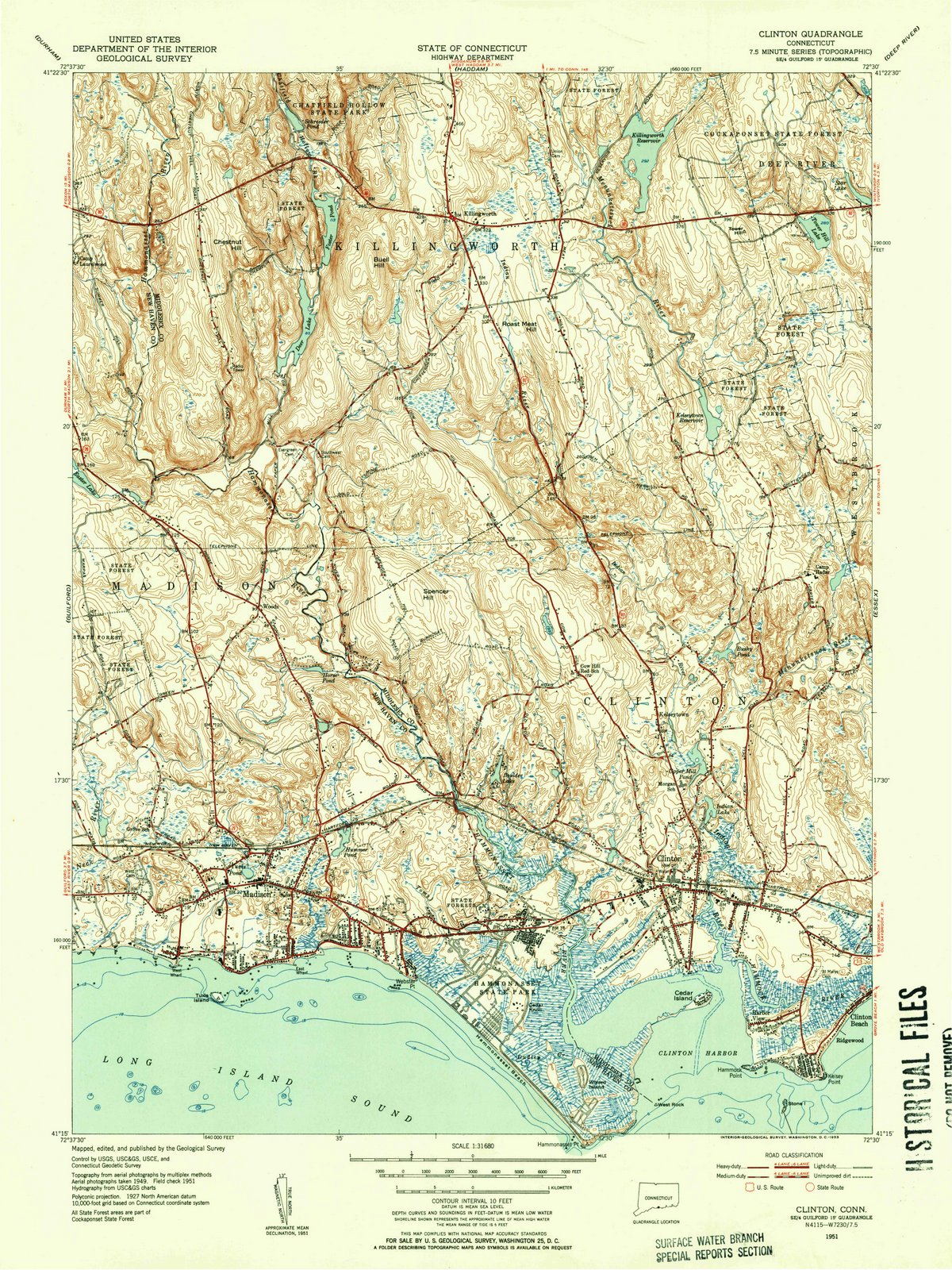 1951 Clinton, CT - Connecticut - USGS Topographic Map v2