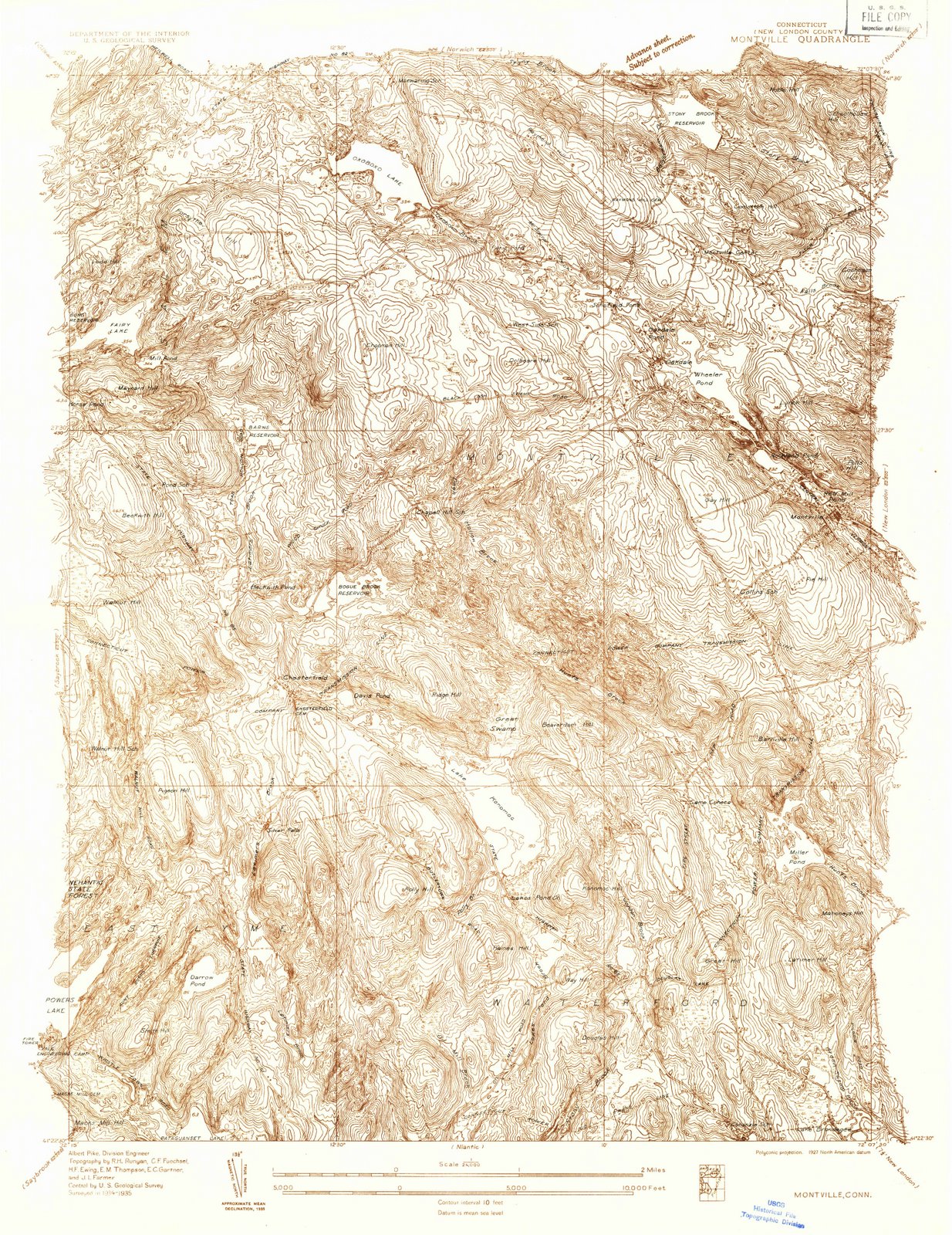 1935 Montville, CT - Connecticut - USGS Topographic Map