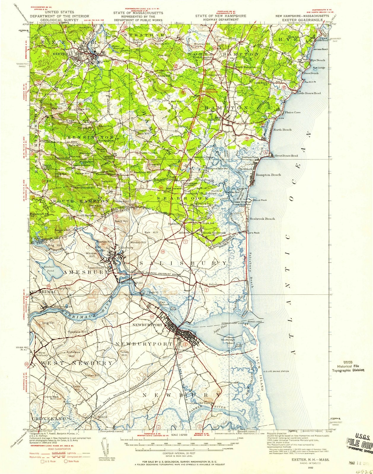 1932 Exeter, NH - New Hampshire - USGS Topographic Map