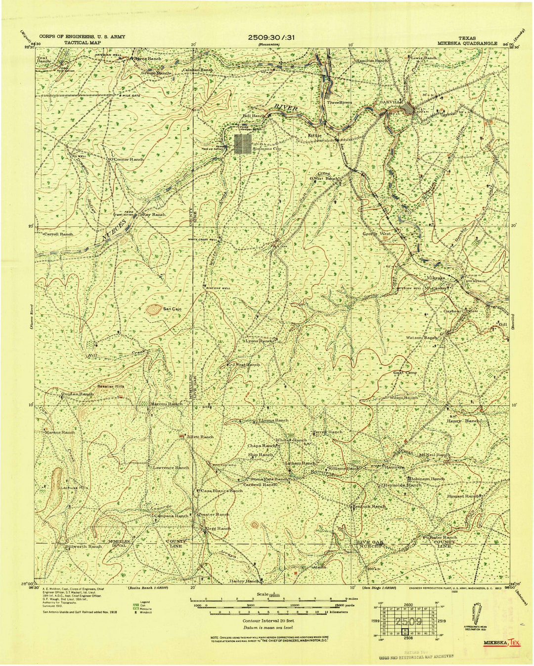 1920 Mikeska, TX - Texas - USGS Topographic Map