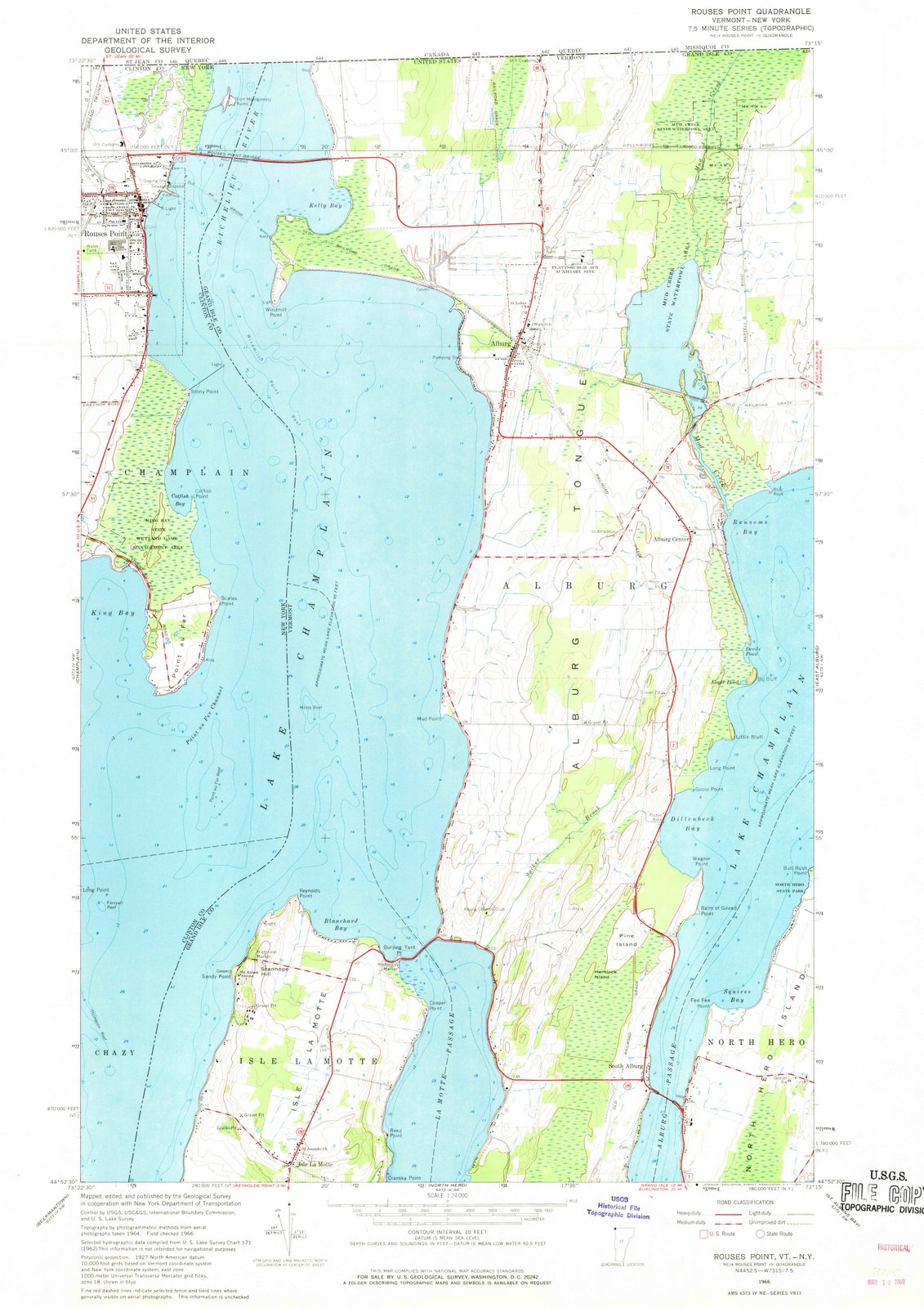 1966 Rouses Point, NY - New York - USGS Topographic Map