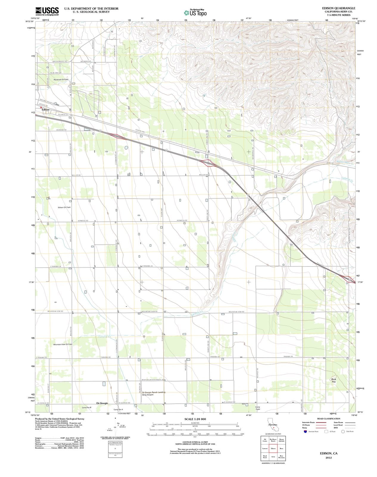 2012 Edison, CA - California - USGS Topographic Map