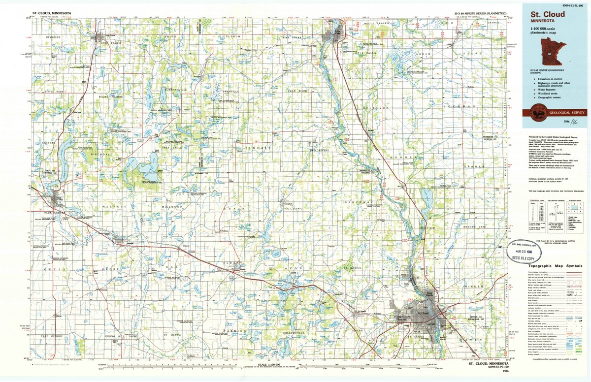1986 St. Cloud, MN  - Minnesota - USGS Topographic Map