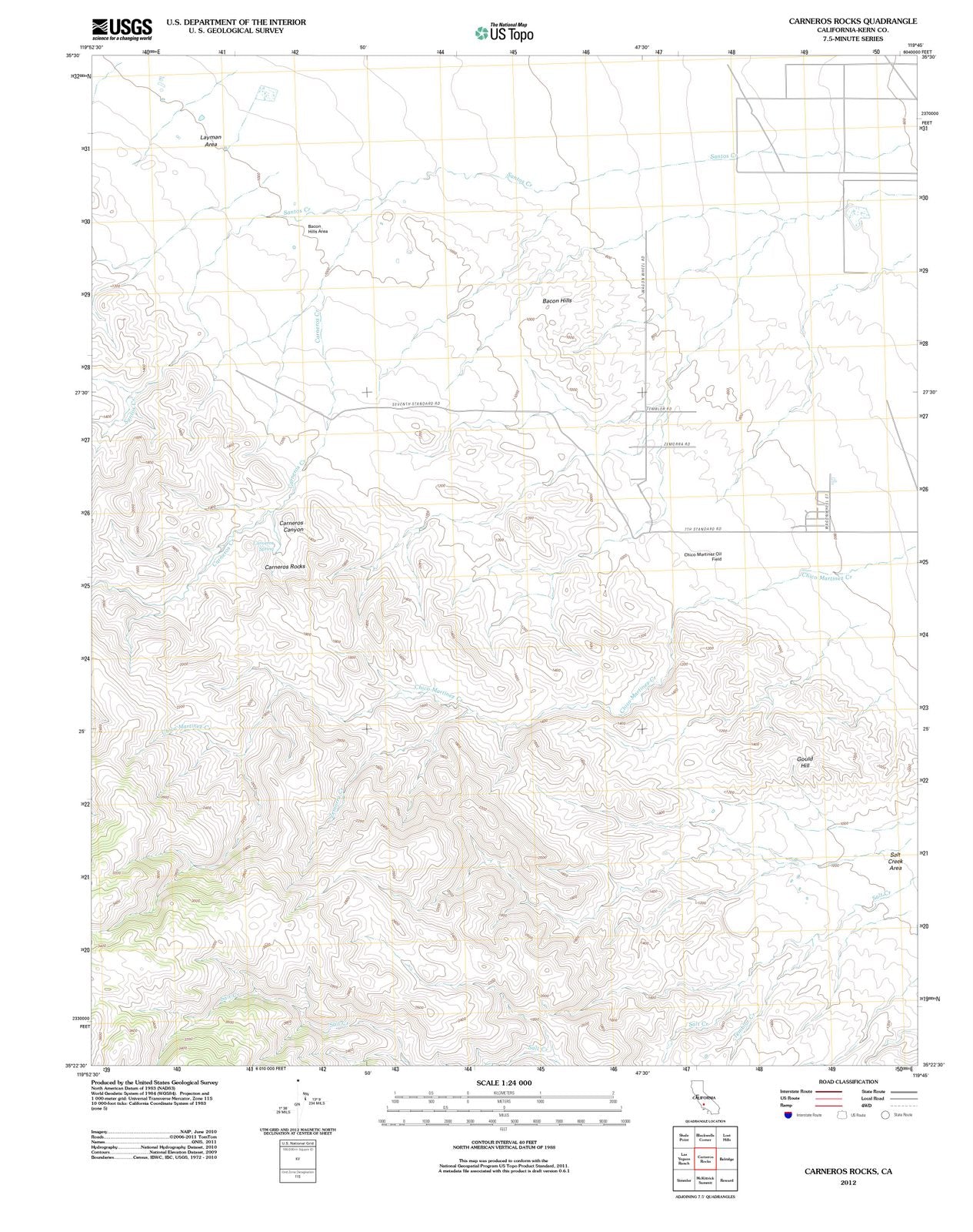 2012 Carneros Rocks, CA - California - USGS Topographic Map