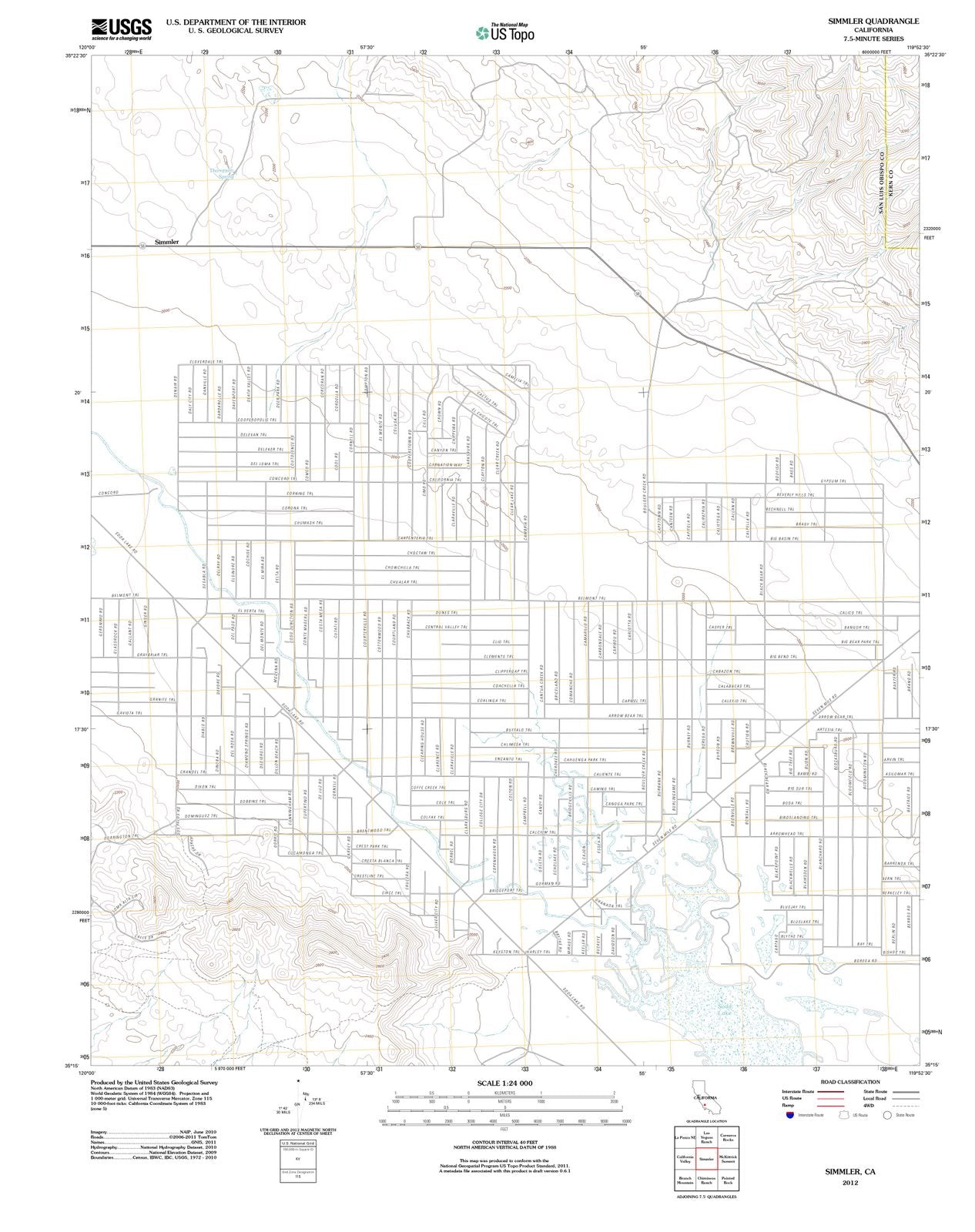 2012 Simmler, CA - California - USGS Topographic Map
