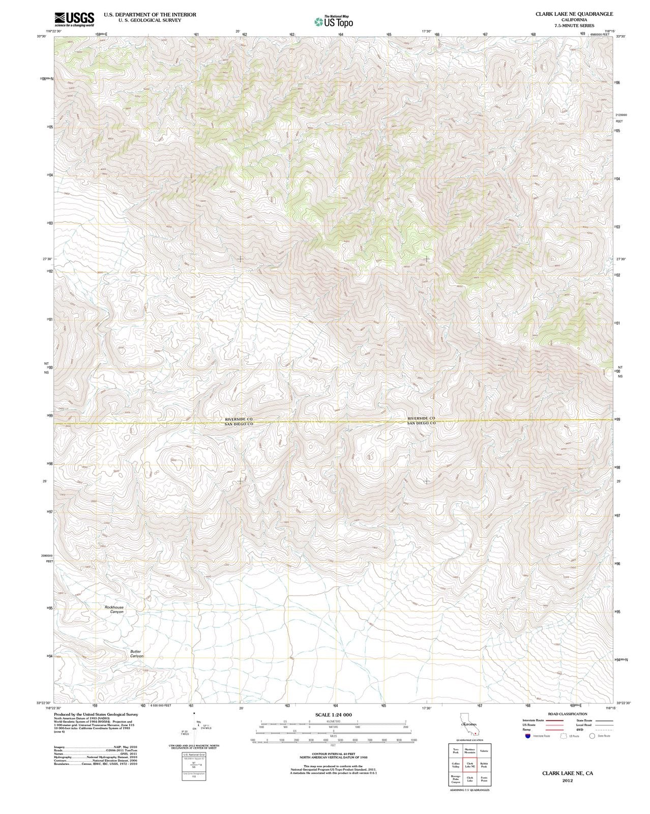 2012 Clark Lake, CA - California - USGS Topographic Map