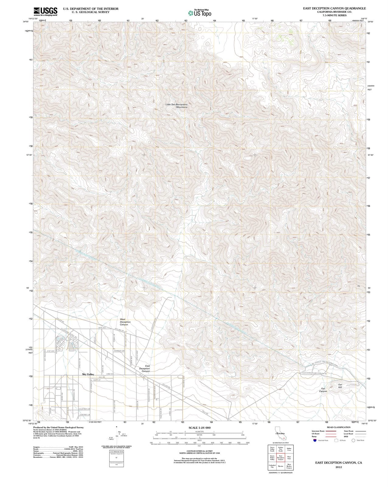 2012 East Deception Canyon, CA - California - USGS Topographic Map