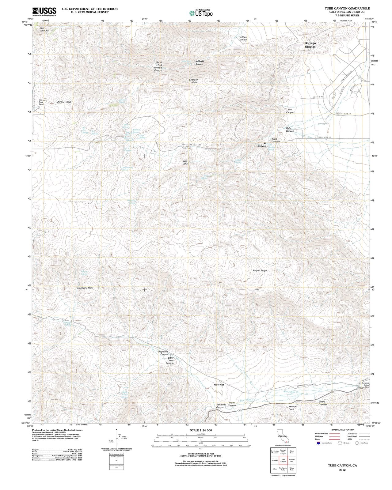 2012 Tubb Canyon, CA - California - USGS Topographic Map