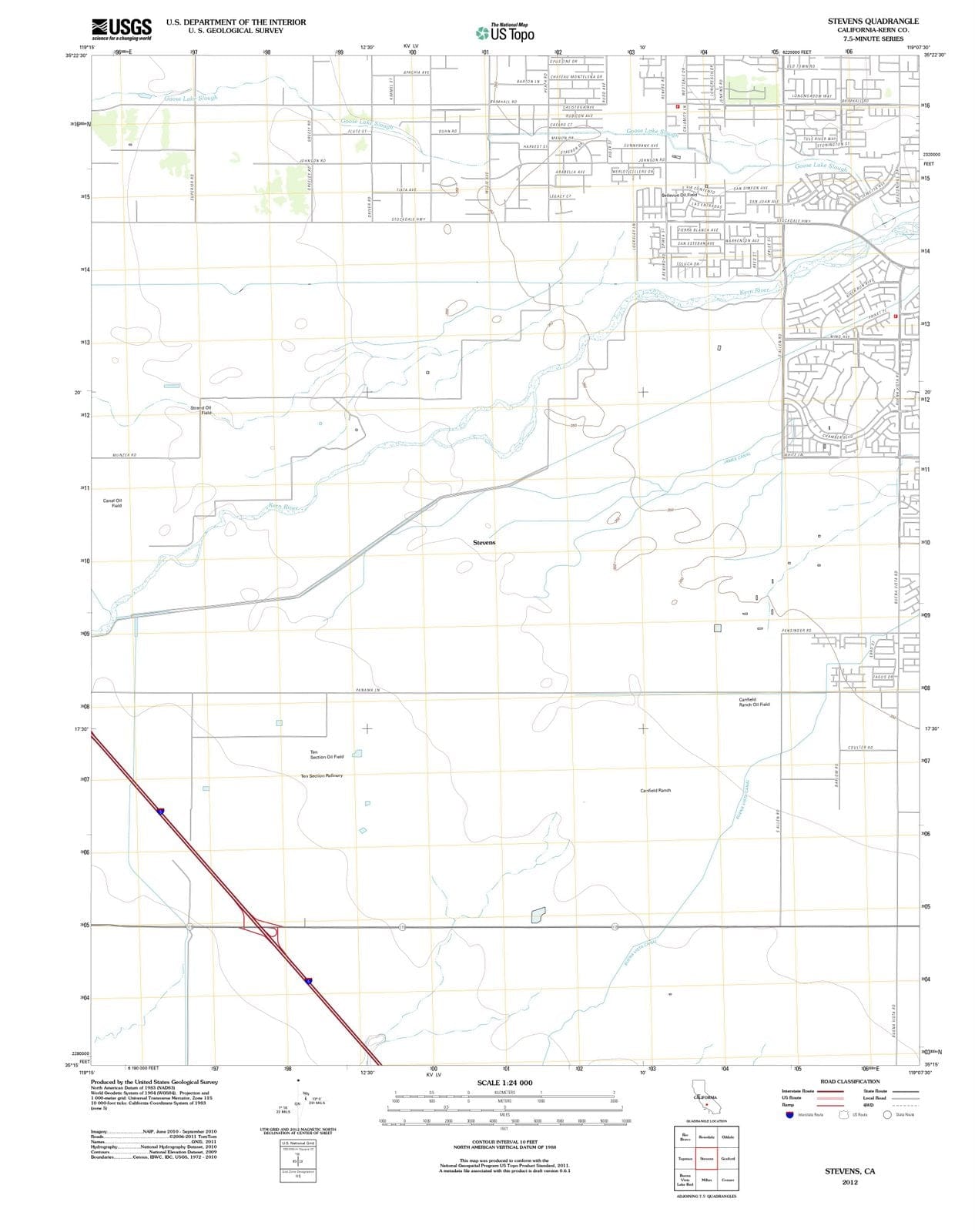 2012 Stevens, CA - California - USGS Topographic Map