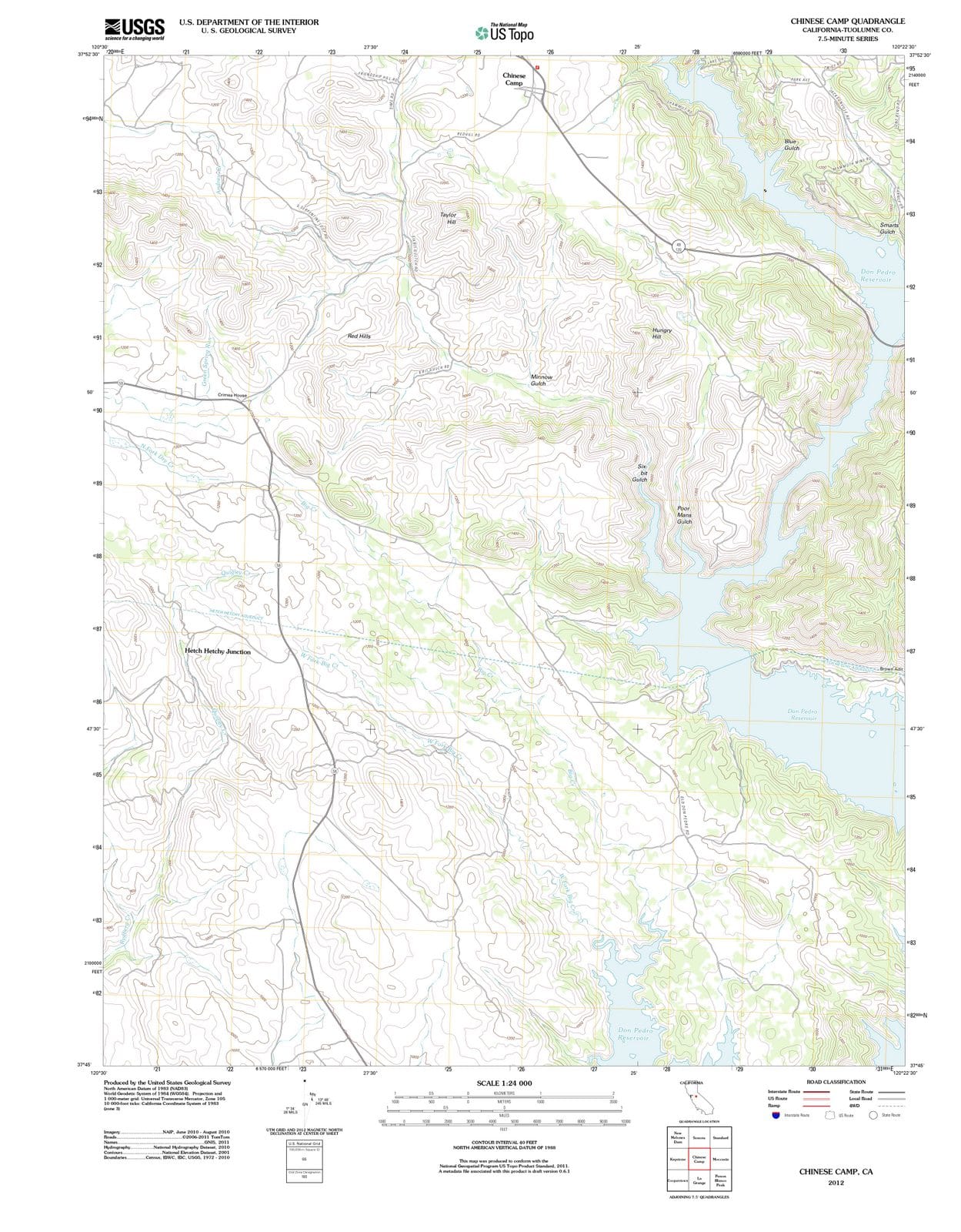 2012 Chinese Camp, CA - California - USGS Topographic Map