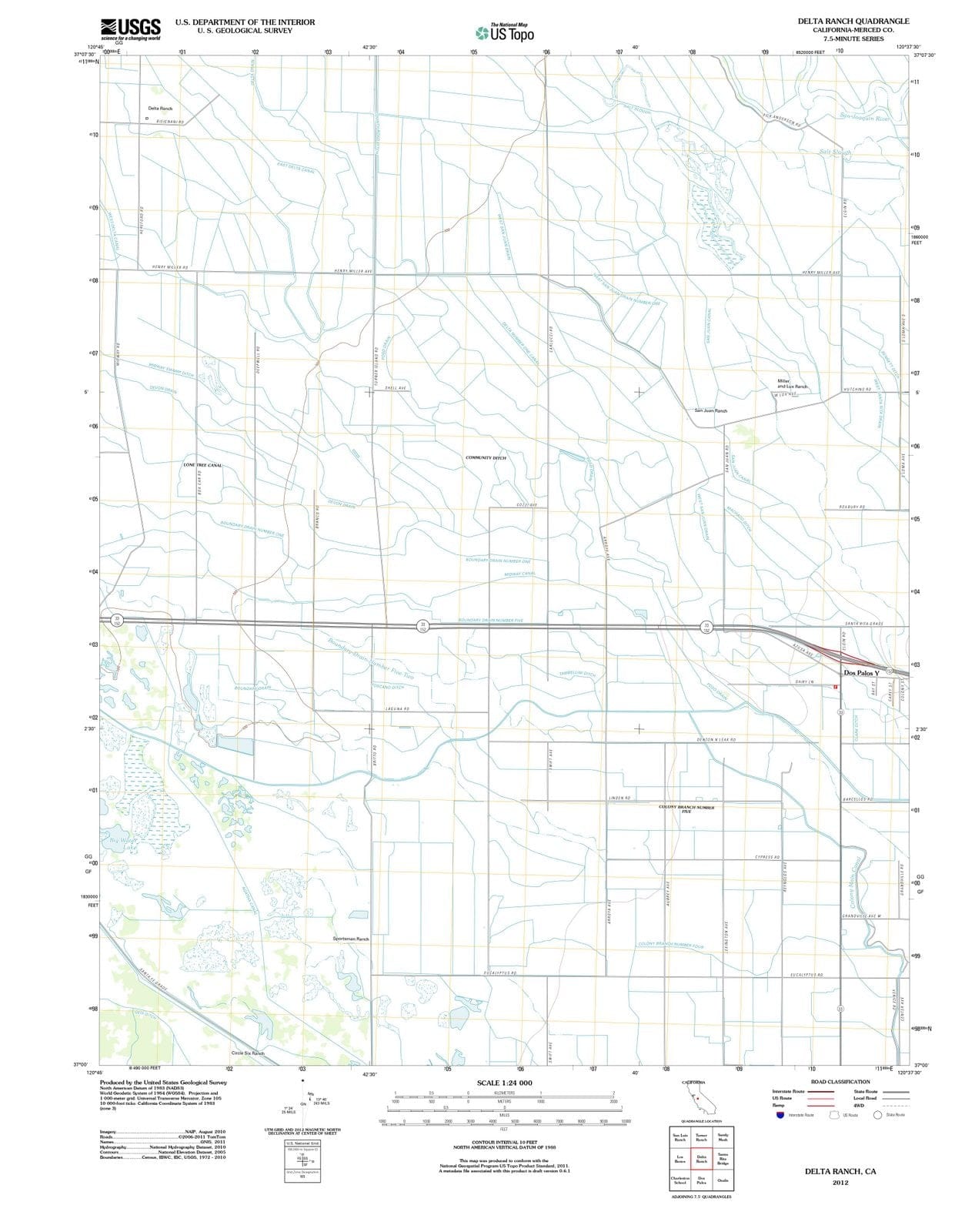 2012 Delta Ranch, CA - California - USGS Topographic Map