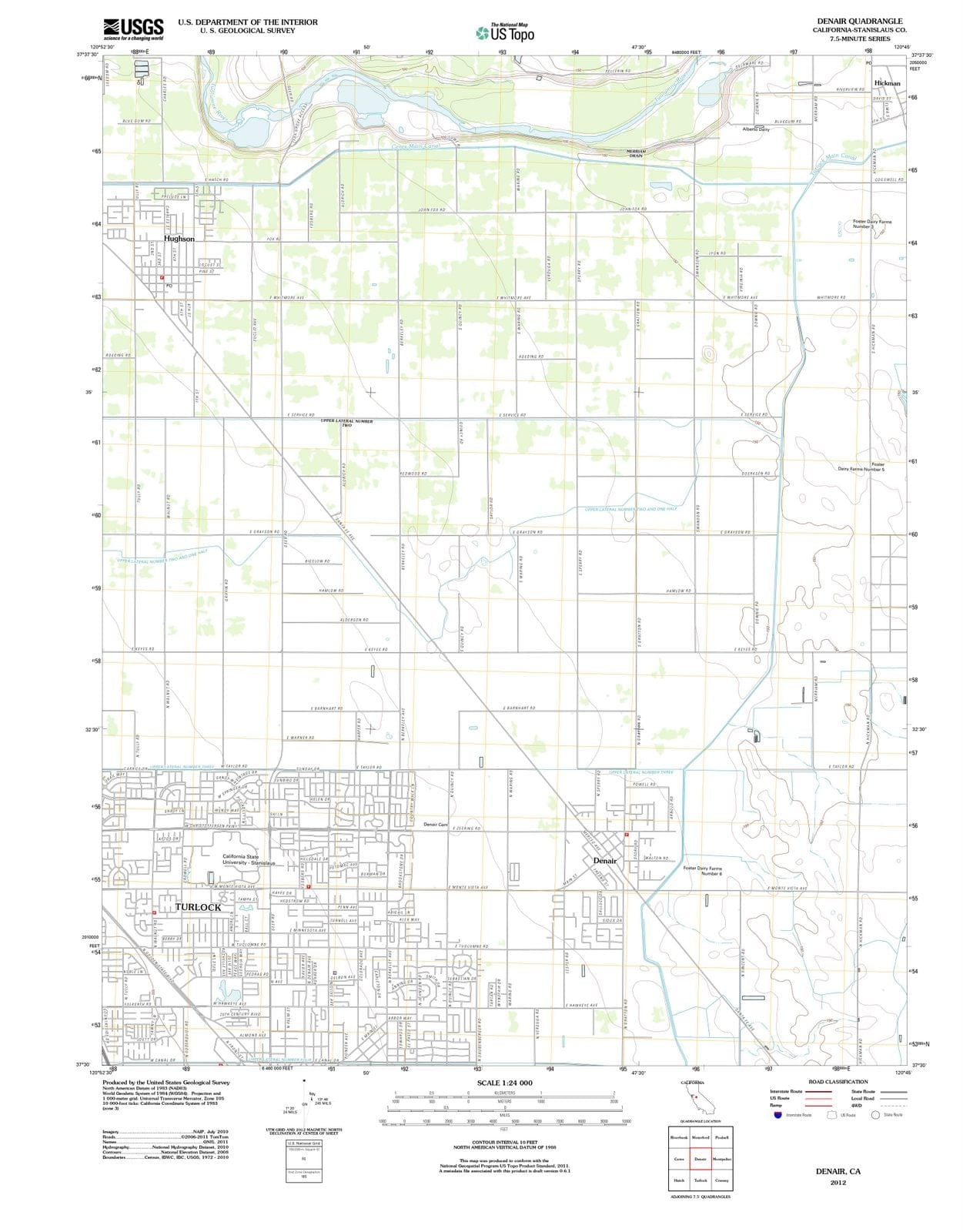 2012 Denair, CA - California - USGS Topographic Map