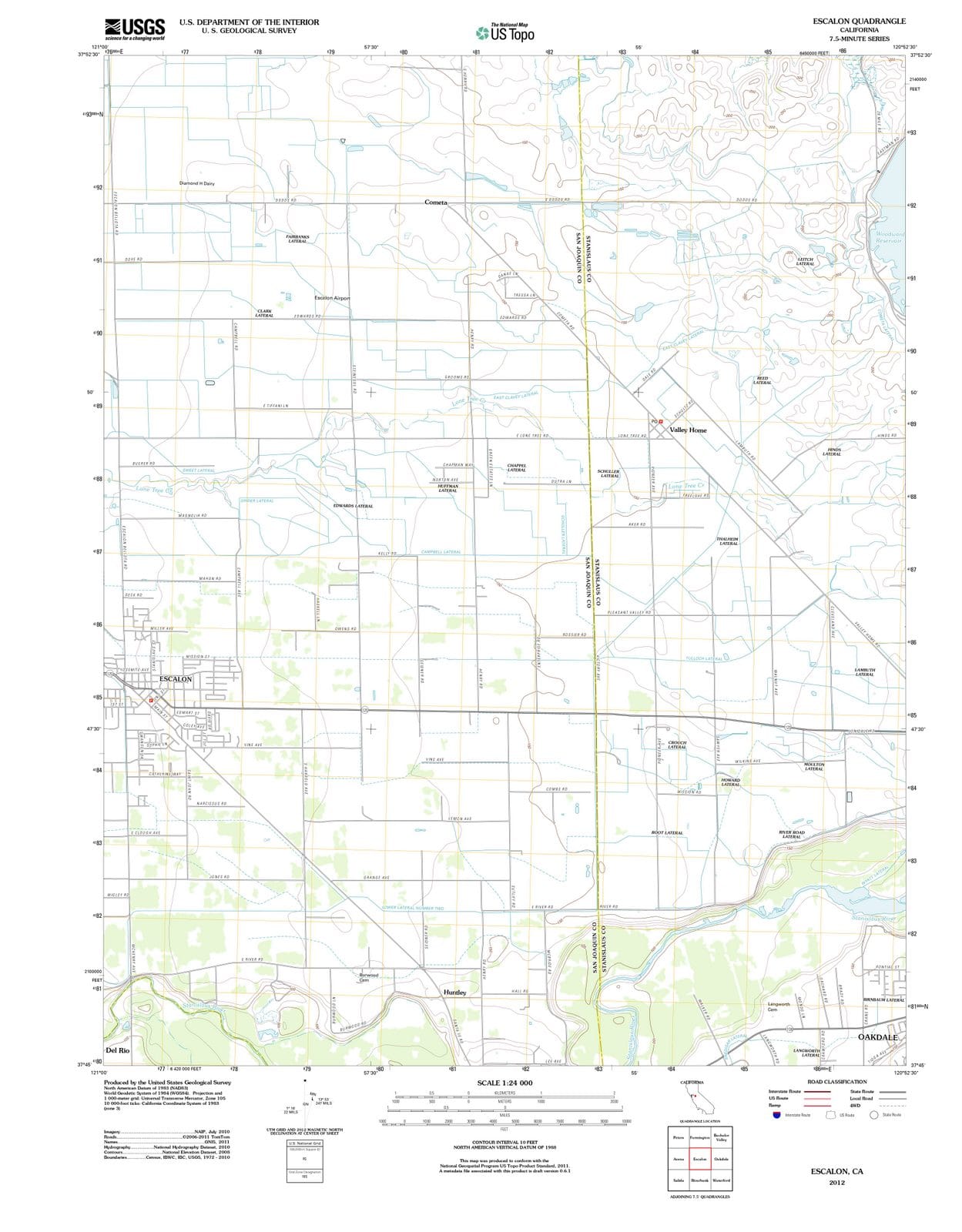 2012 Escalon, CA - California - USGS Topographic Map