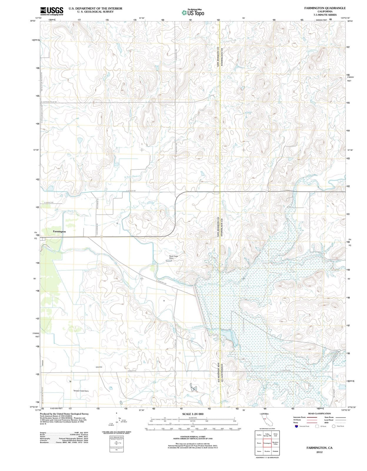 2012 Farmington, CA - California - USGS Topographic Map