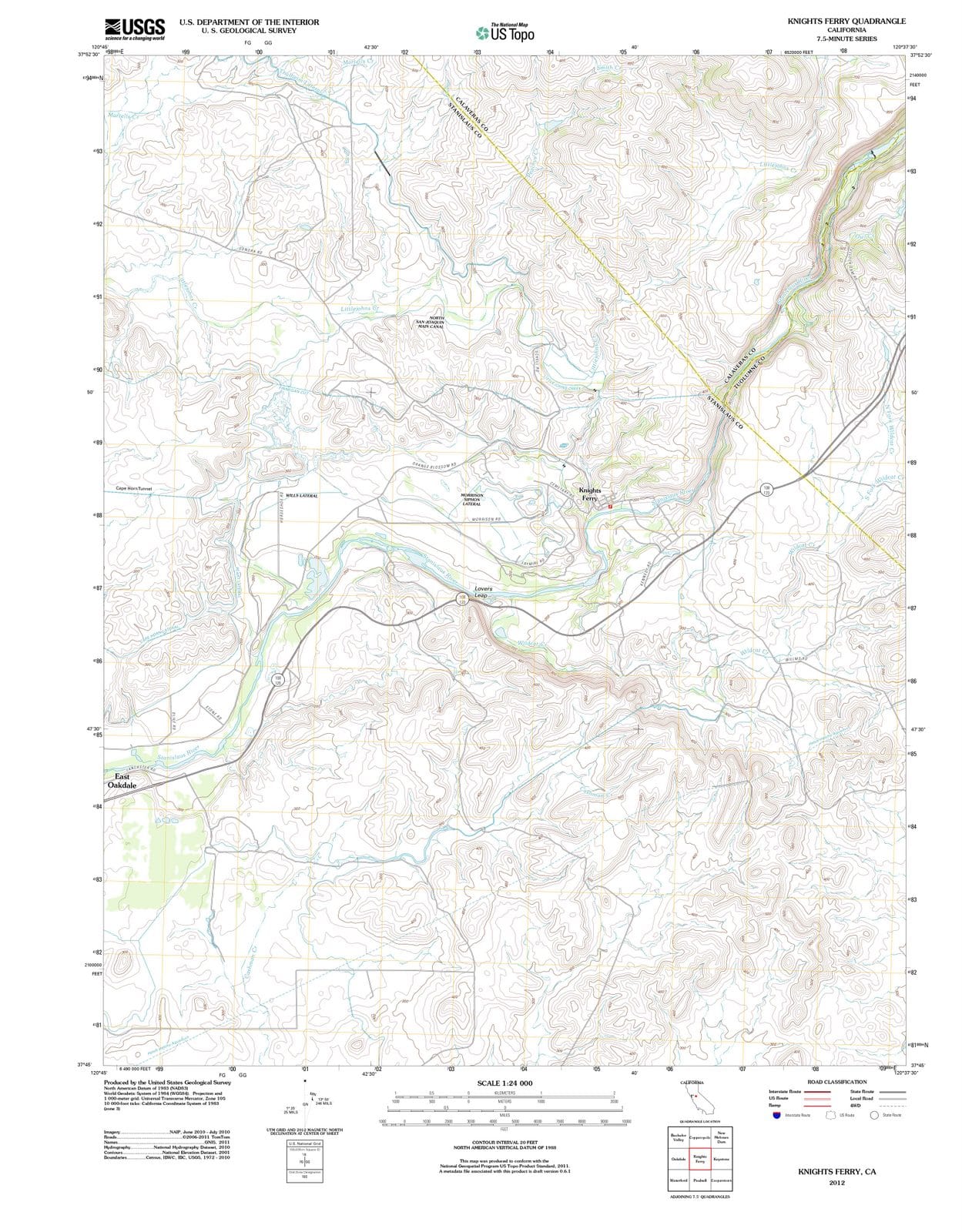 2012 Knights Ferry, CA - California - USGS Topographic Map