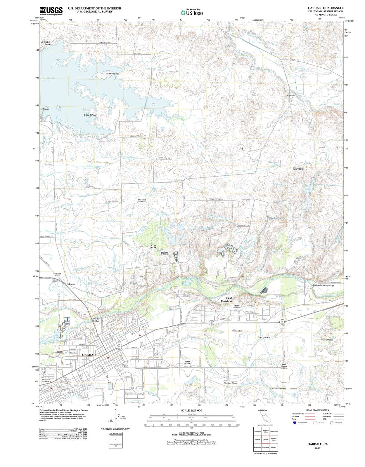 2012 Oakdale, CA - California - USGS Topographic Map