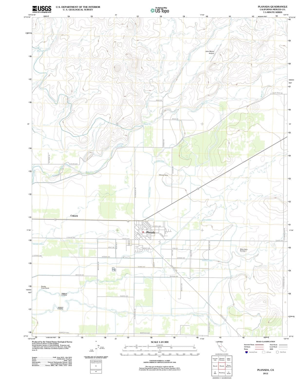2012 Planada, CA - California - USGS Topographic Map