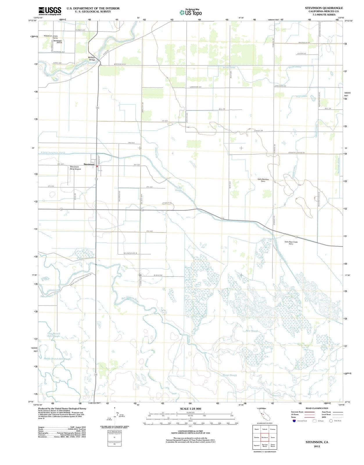 2012 Stevinson, CA - California - USGS Topographic Map