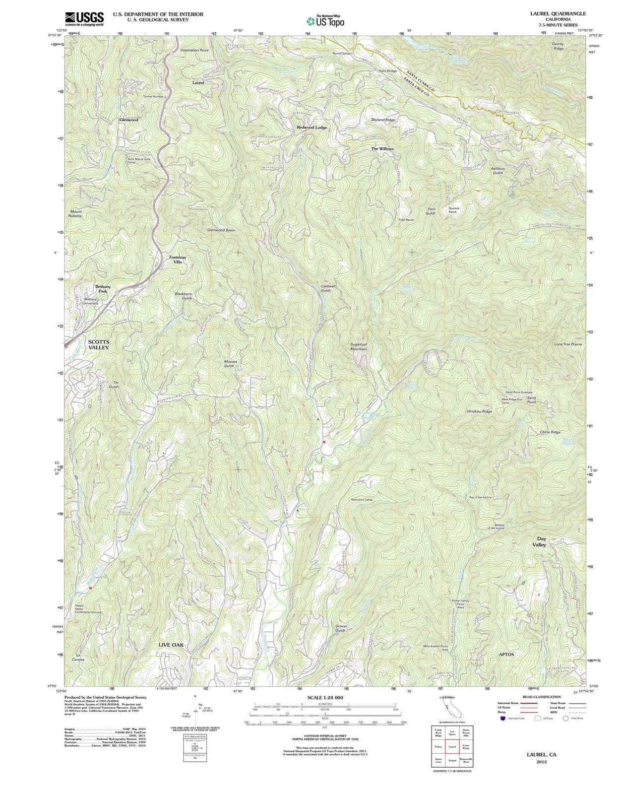 2012 Laurel, CA - California - USGS Topographic Map