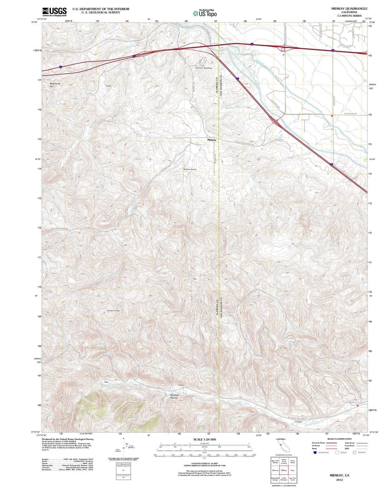 2012 Midway, CA - California - USGS Topographic Map