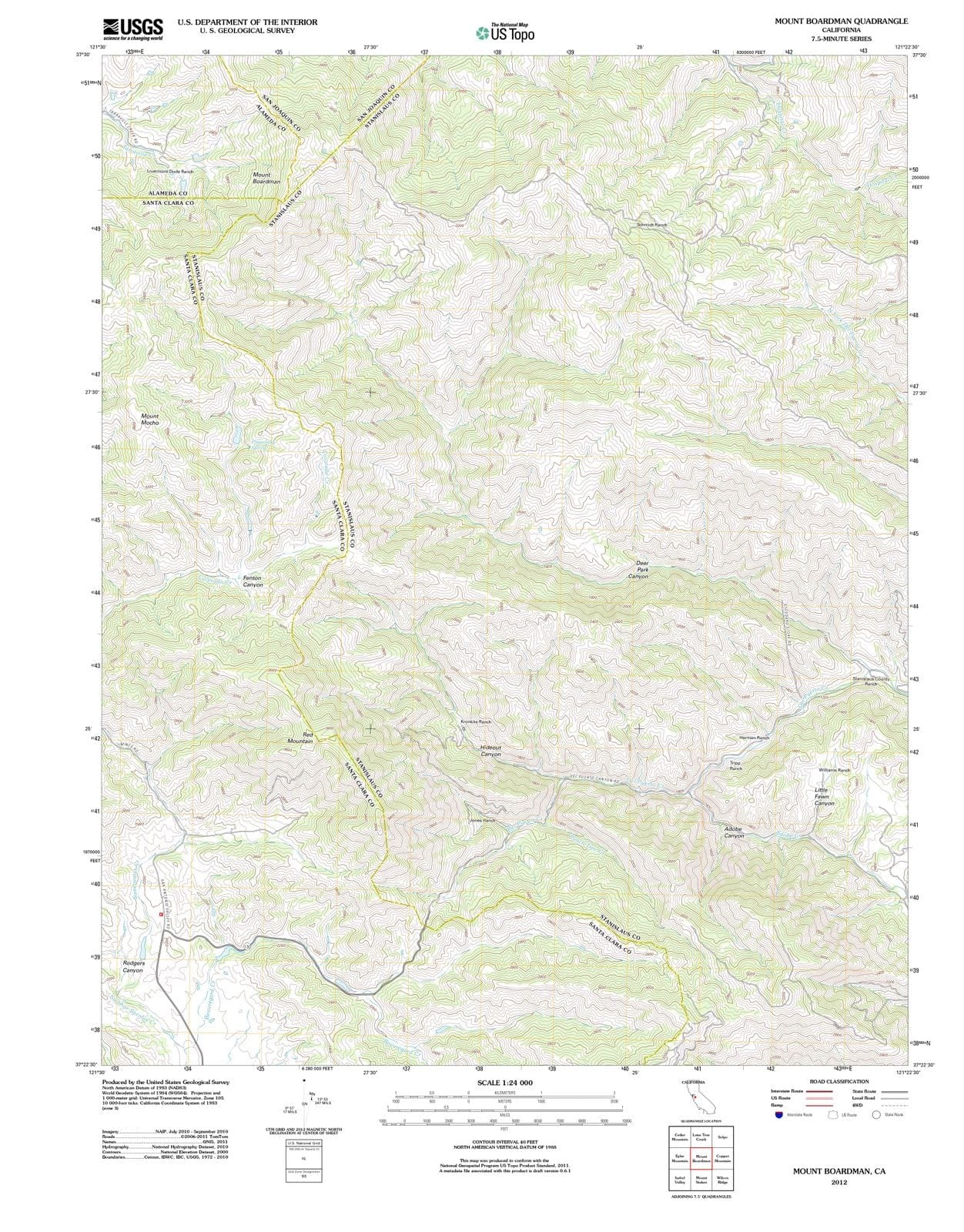 2012 Mount Boardman, CA - California - USGS Topographic Map