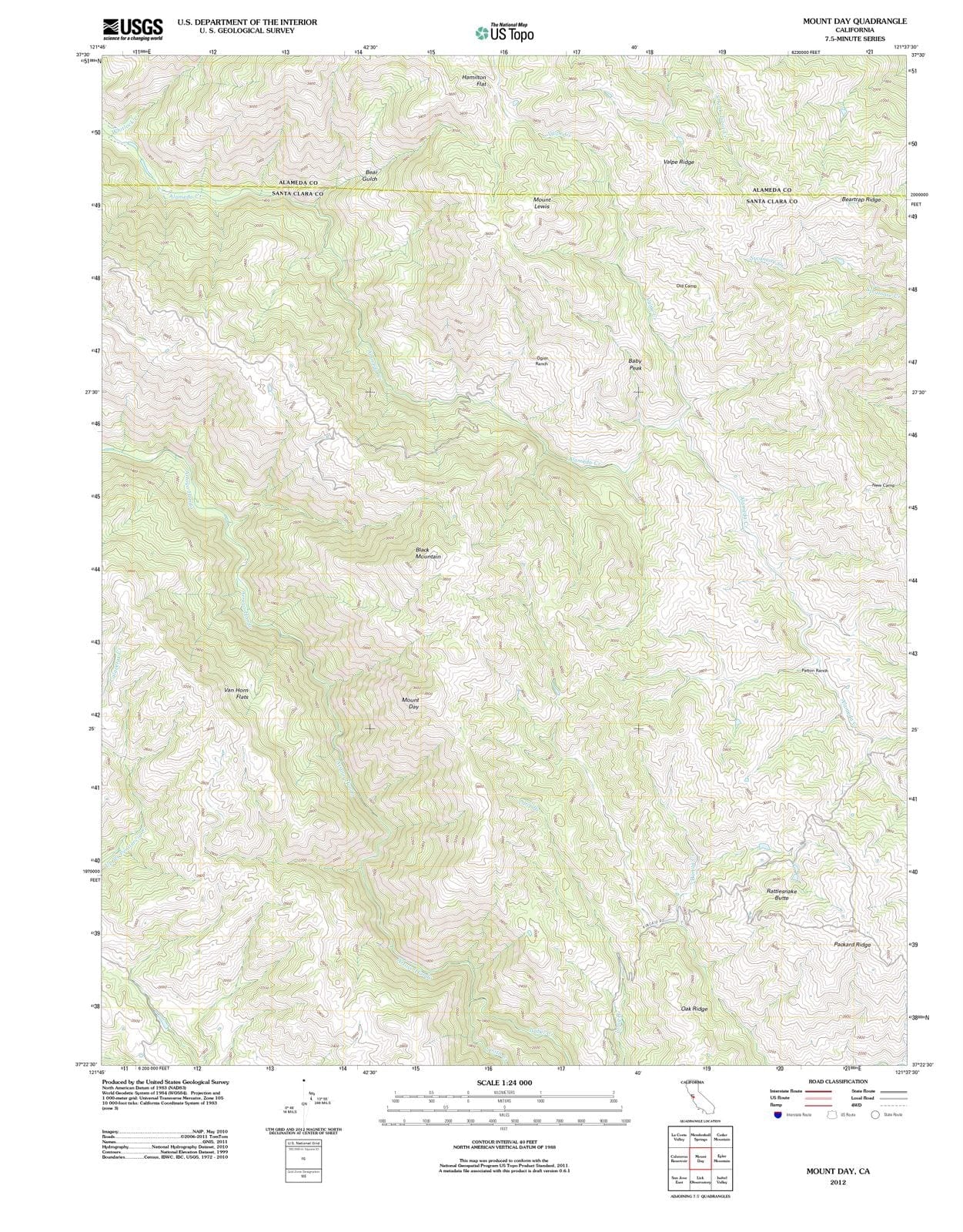 2012 Mountay, CA - California - USGS Topographic Map