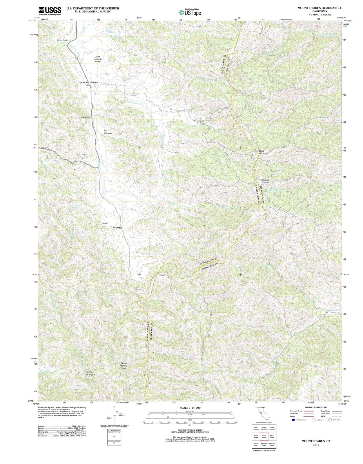 2012 Mount Stakes, CA - California - USGS Topographic Map