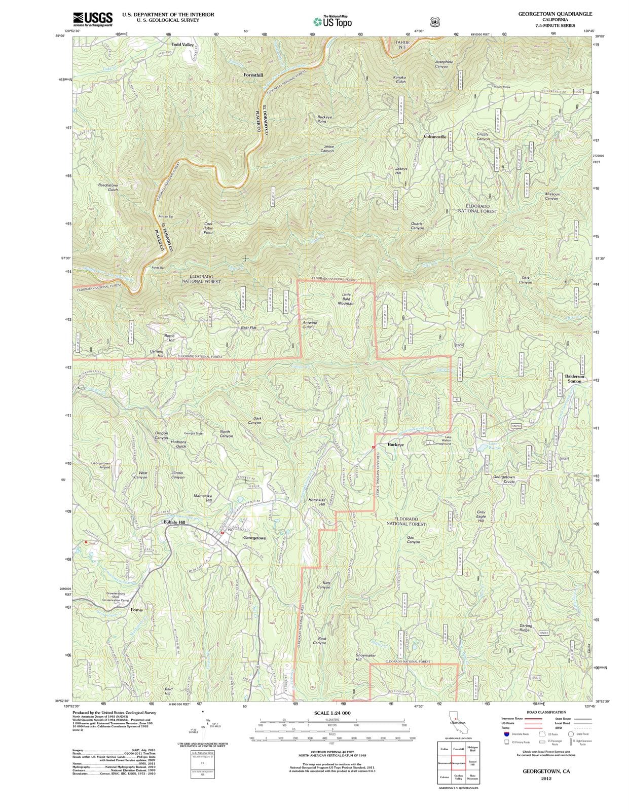 2012 Georgetown, CA - California - USGS Topographic Map