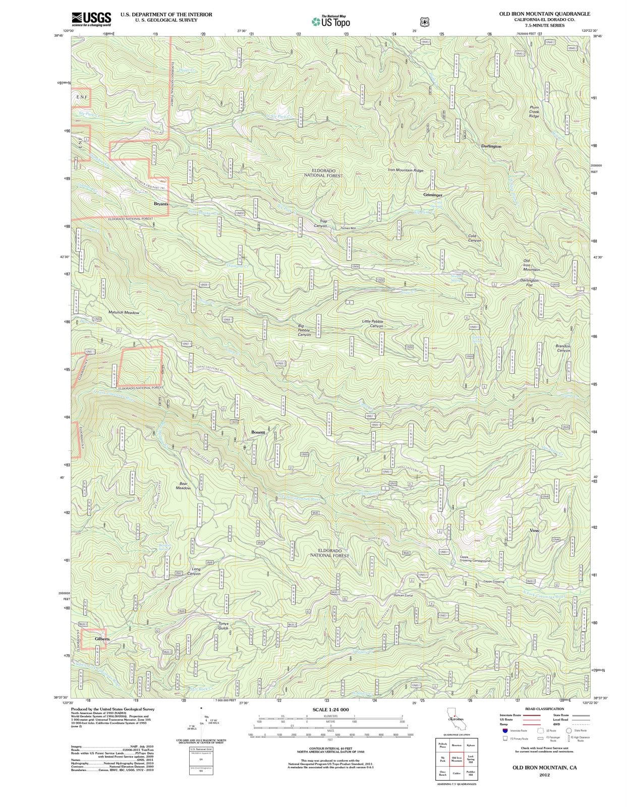 2012 Old Iron Mountain, CA - California - USGS Topographic Map
