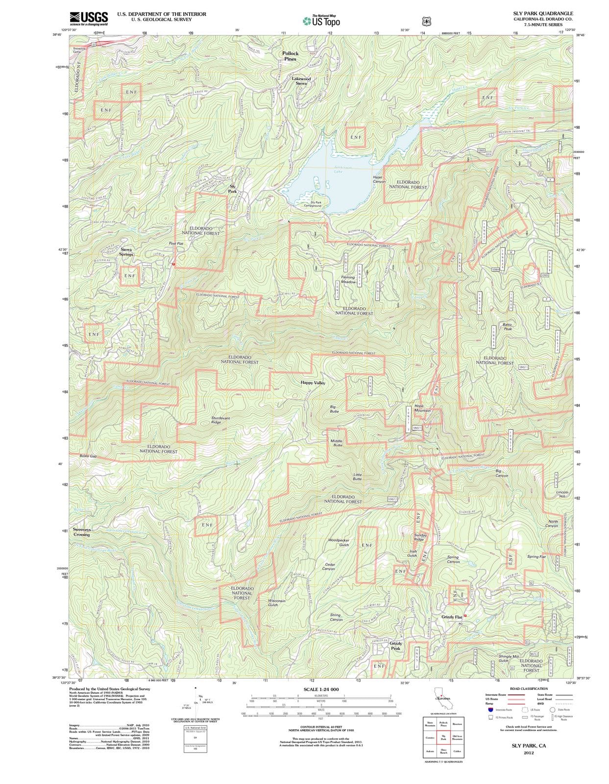 2012 Sly Park, CA - California - USGS Topographic Map