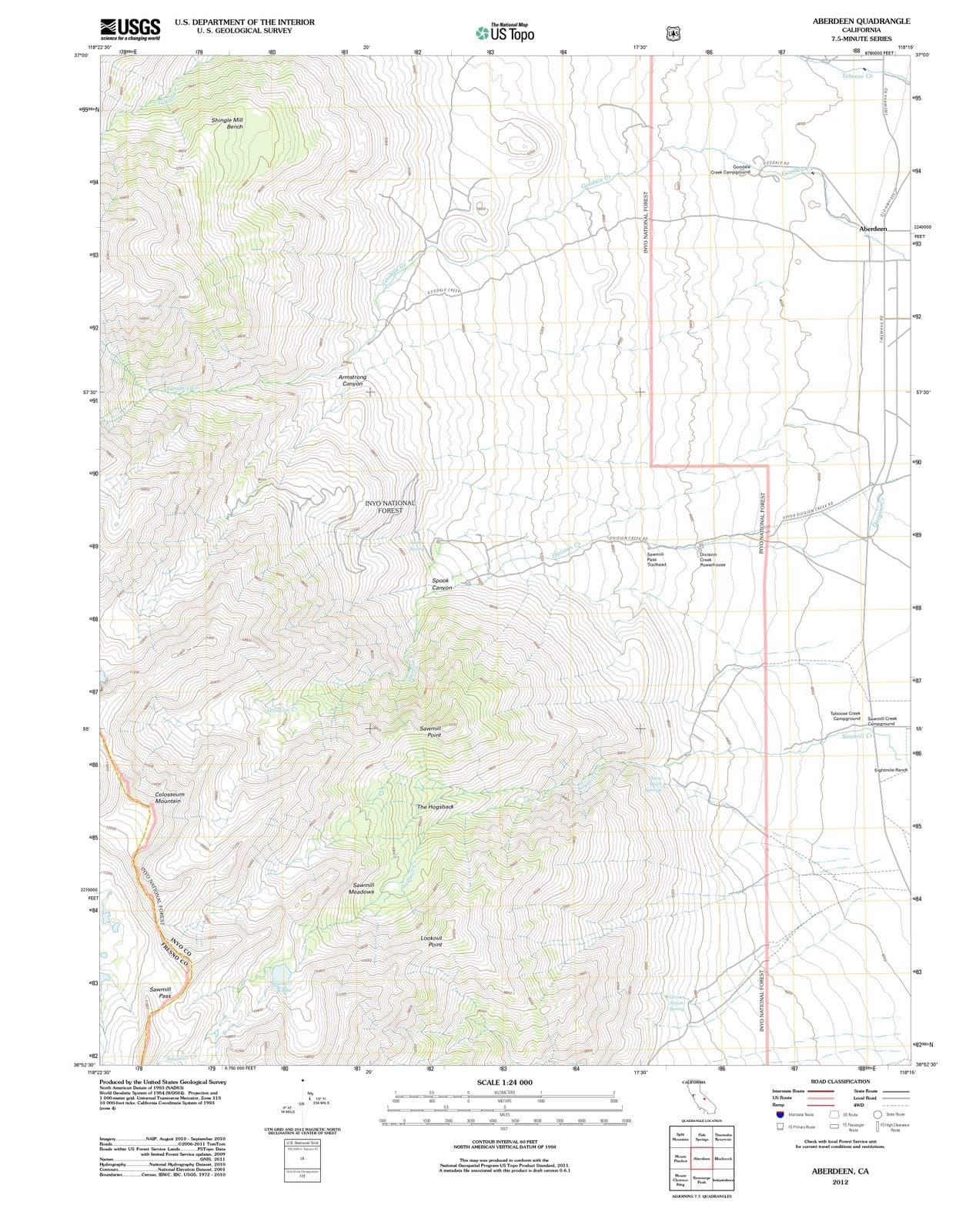 2012 Aberdeen, CA - California - USGS Topographic Map