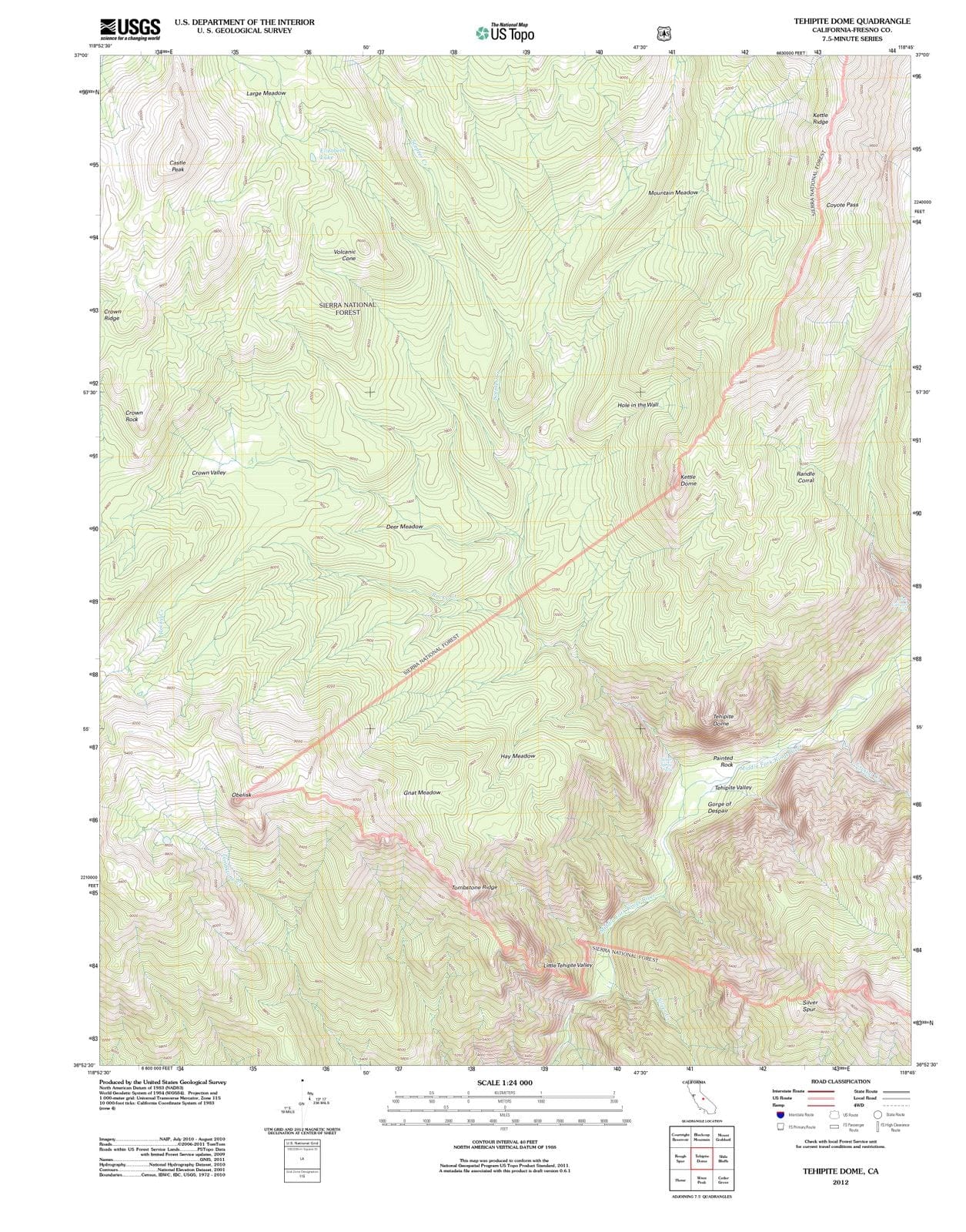 2012 Tehipiteome, CA - California - USGS Topographic Map