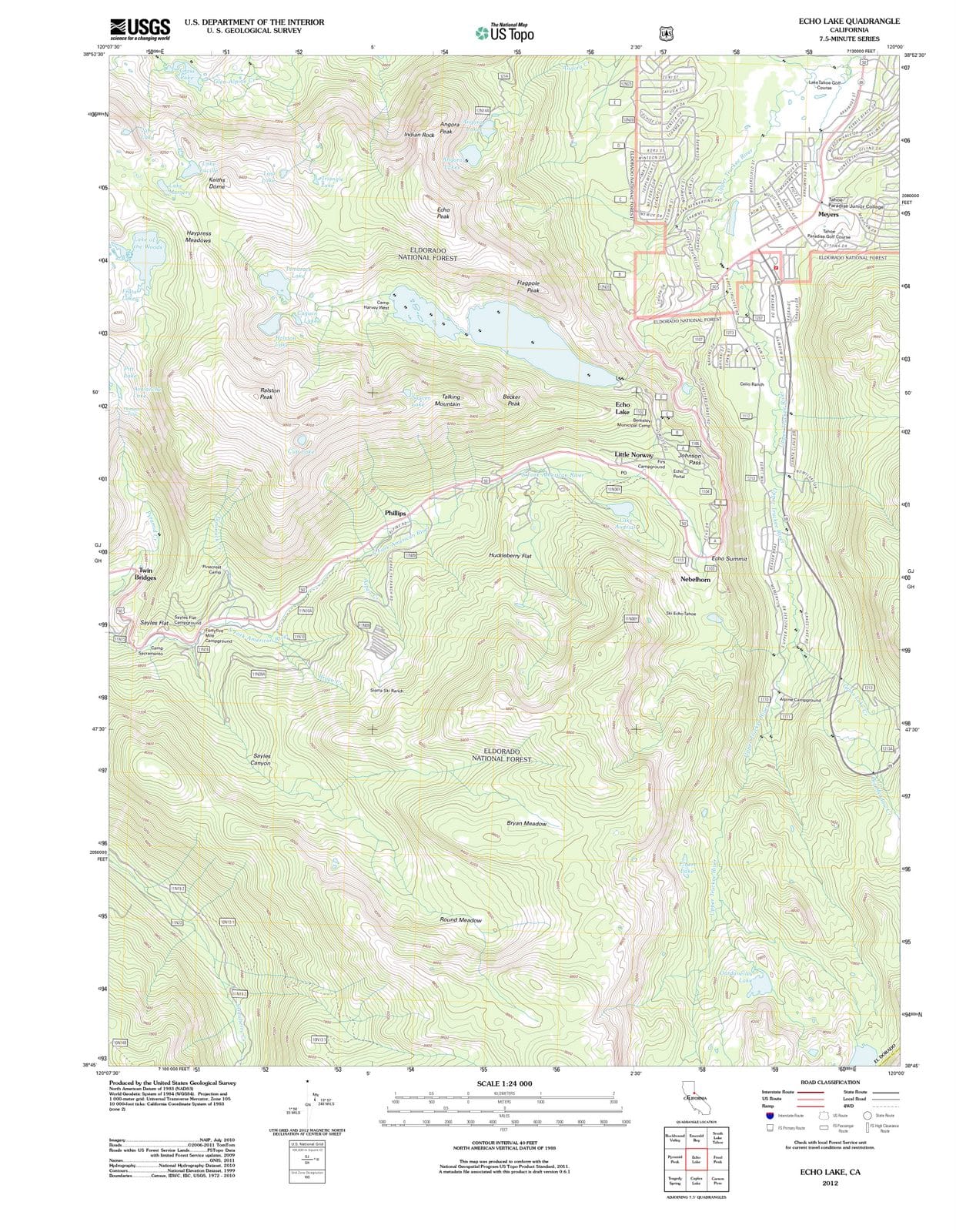 2012 Echo Lake, CA - California - USGS Topographic Map