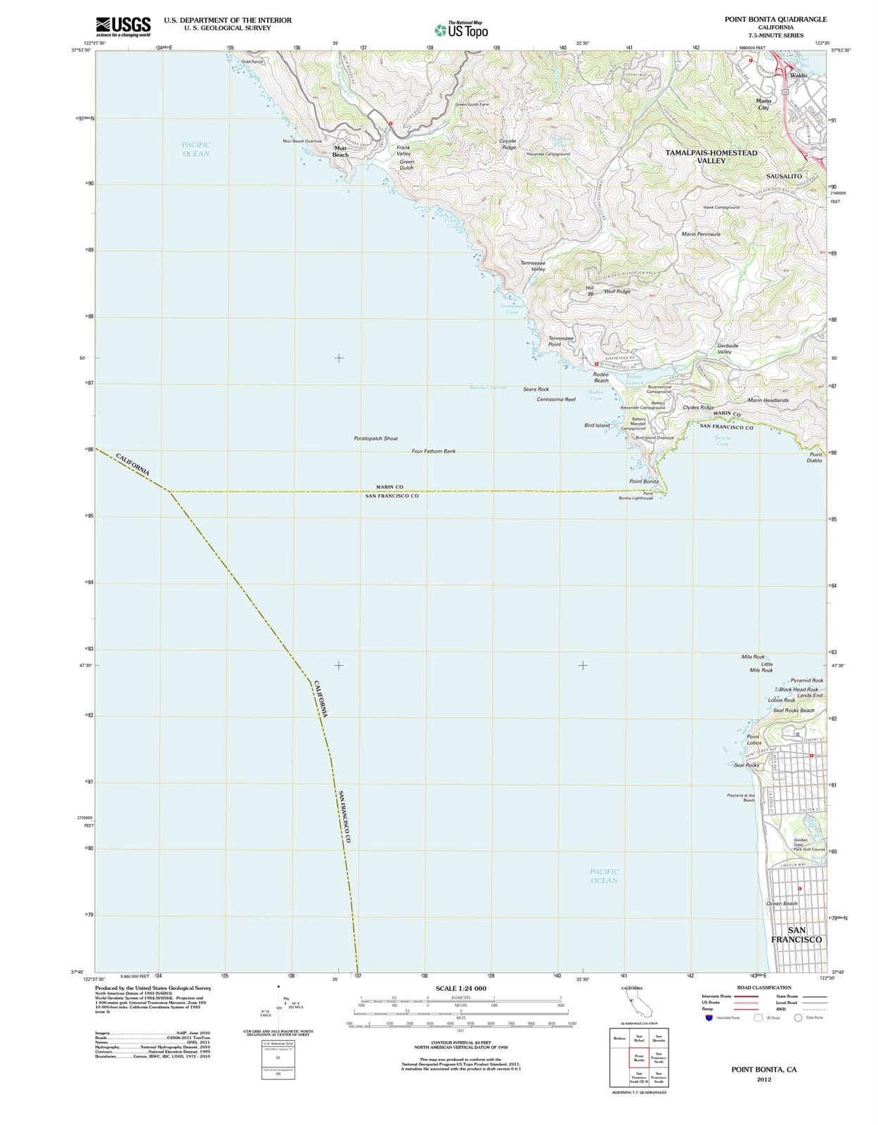 2012 Point Bonita, CA - California - USGS Topographic Map