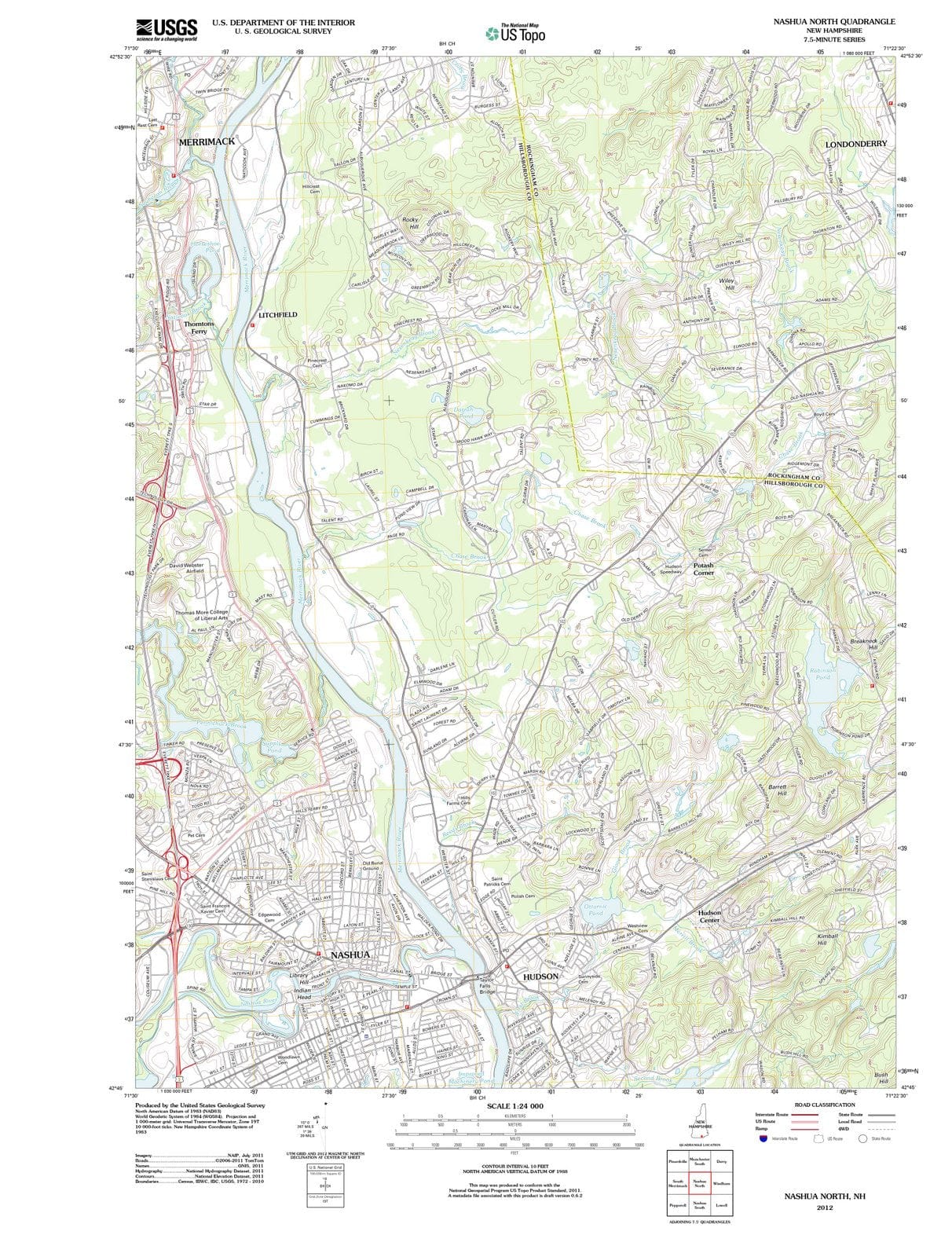 2012 Nashua, NH - New Hampshire - USGS Topographic Map