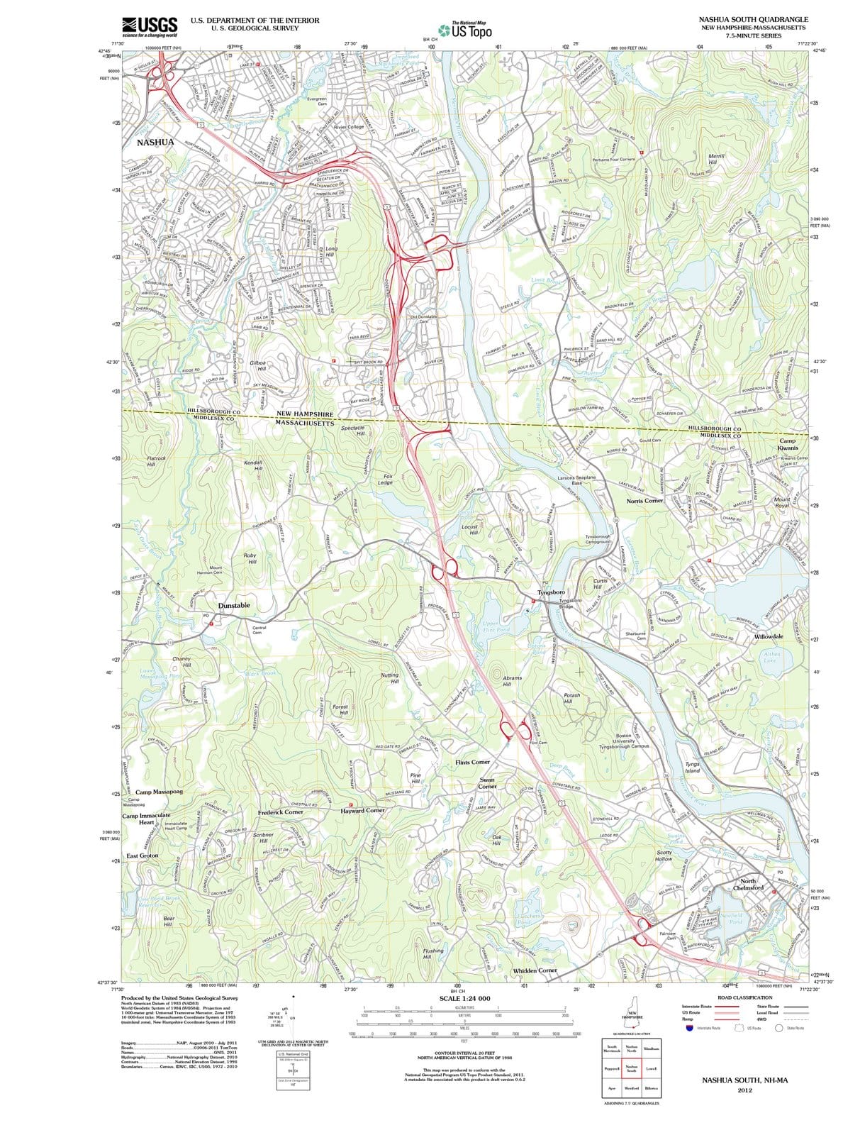 2012 Nashua, NH - New Hampshire - USGS Topographic Map v2