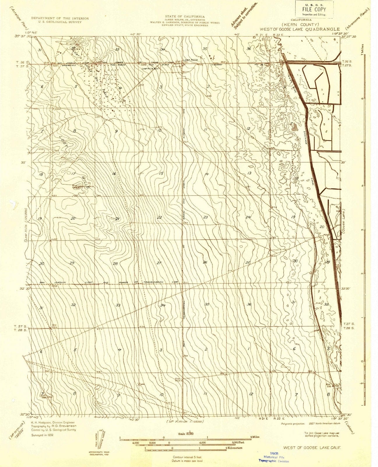 1932 West of Goose Lake, CA - California - USGS Topographic Map