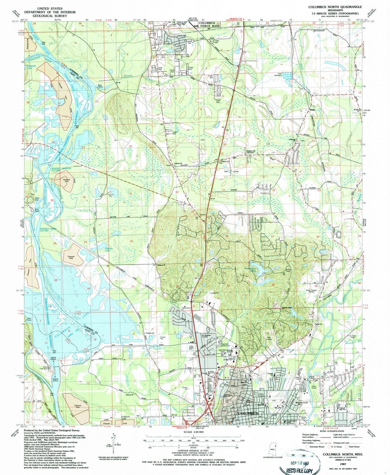 1987 Columbus, MS - Mississippi - USGS Topographic Map