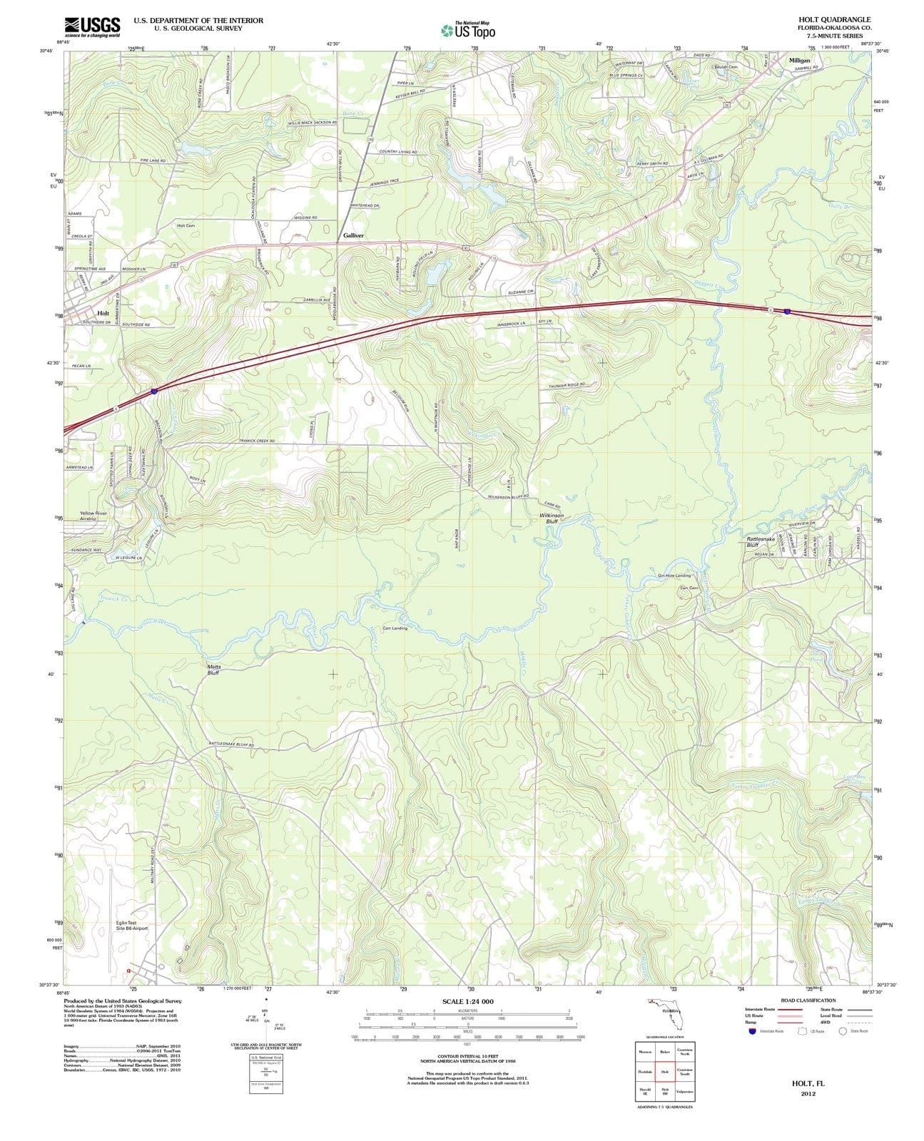 2012 Holt, FL - Florida - USGS Topographic Map