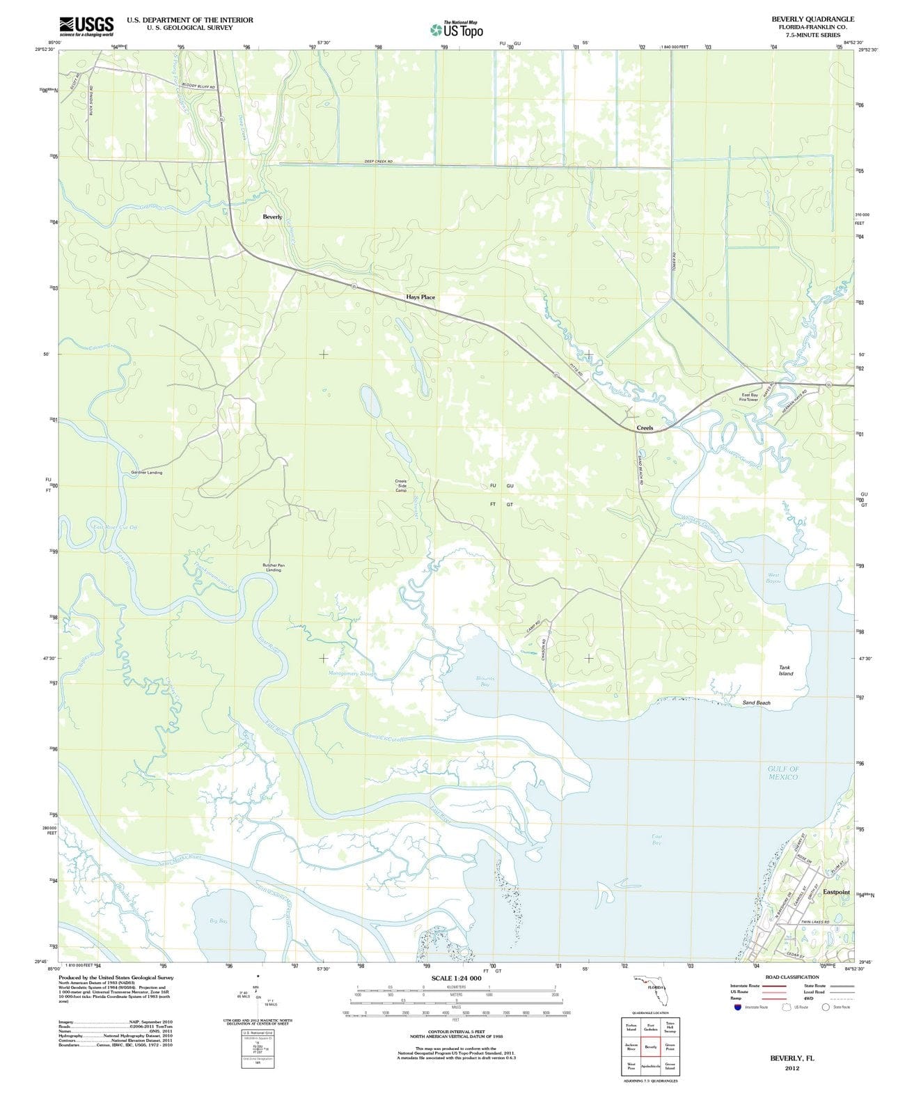 2012 Beverly, FL - Florida - USGS Topographic Map