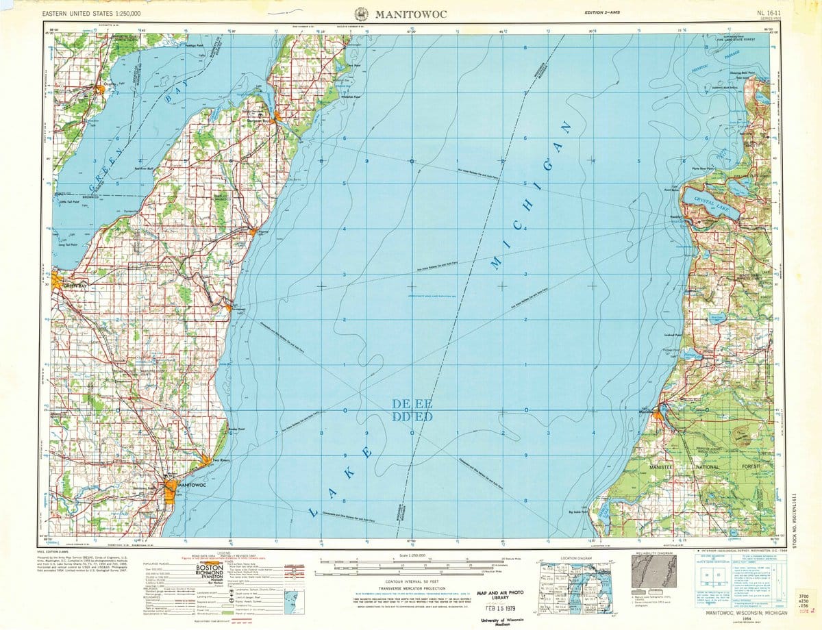 1954 Manitowoc, WI  - Wisconsin - USGS Topographic Map v3
