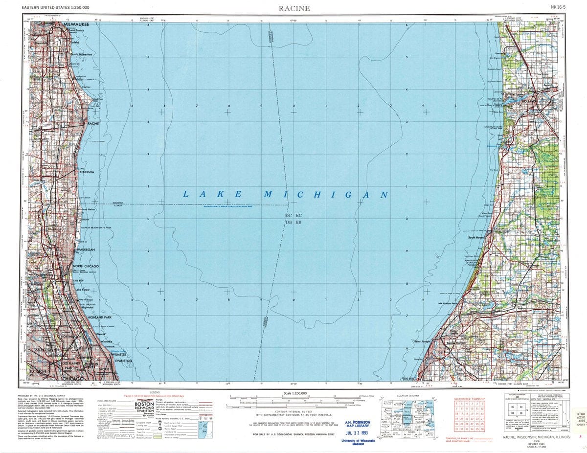 1958 Racine, WI  - Wisconsin - USGS Topographic Map